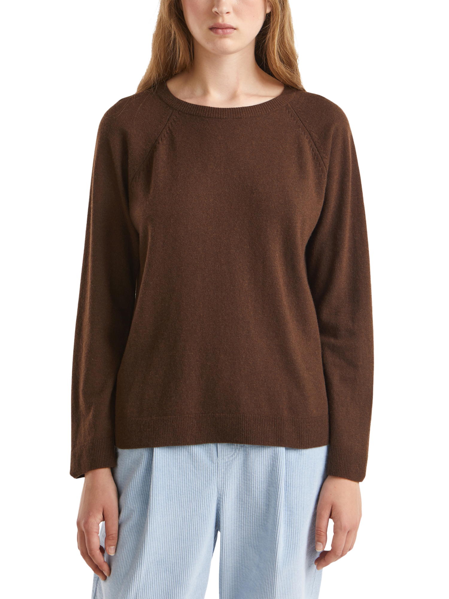 Product image 1 of 6, which shows Benetton Crew Neck Knit Jumper, Brown, XS