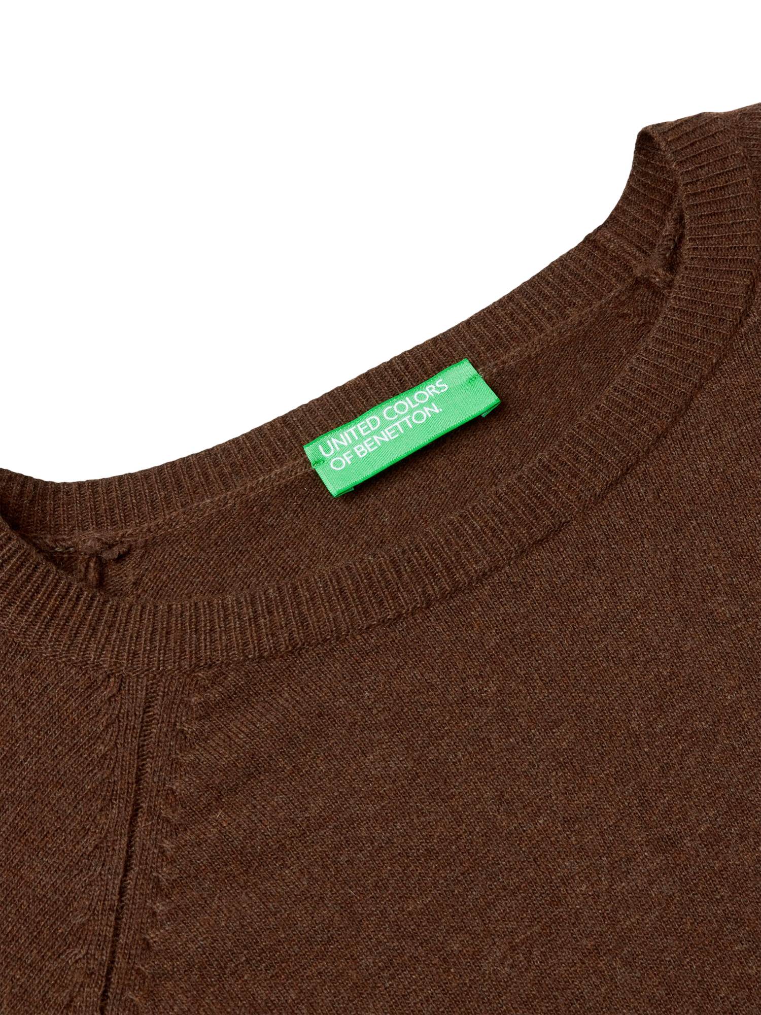 Product image 6 of 6, which shows Benetton Crew Neck Knit Jumper, Brown, XS