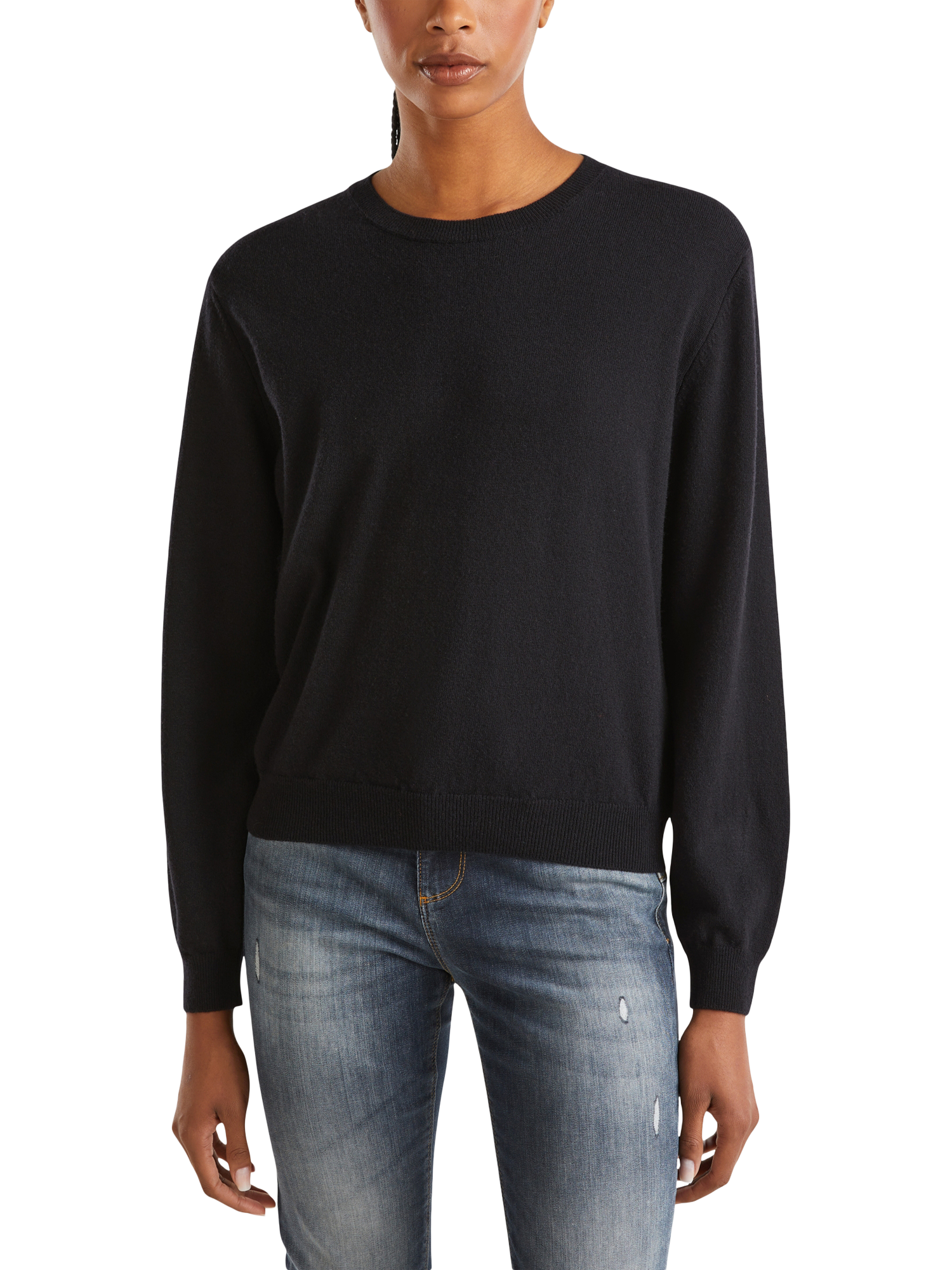 Product image 1 of 6, which shows Benetton Crew Neck Wool Knit Jumper, Black, XS