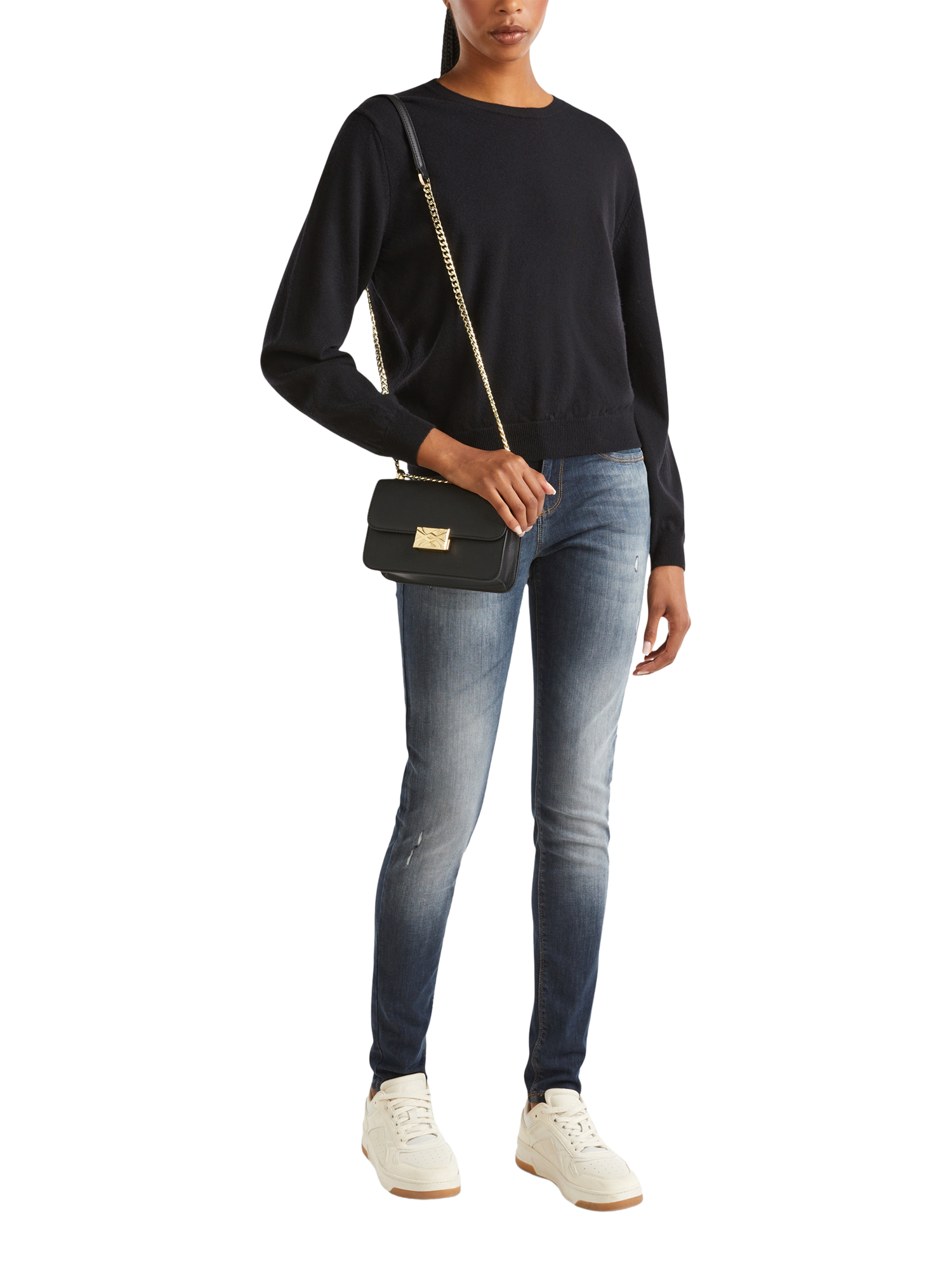 Product image 3 of 6, which shows Benetton Crew Neck Wool Knit Jumper, Black, XS