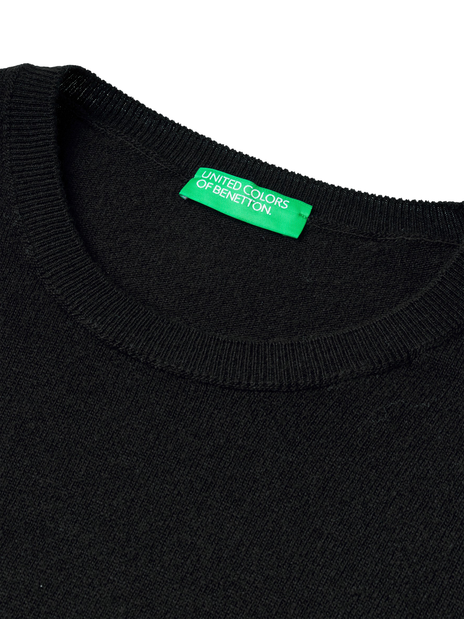Product image 6 of 6, which shows Benetton Crew Neck Wool Knit Jumper, Black, XS