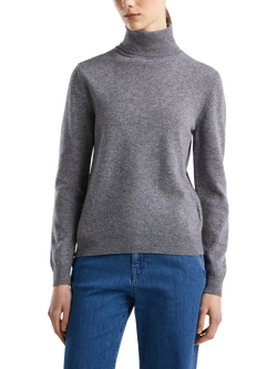 Benetton High Neck Wool Jumper, Grey, Grey