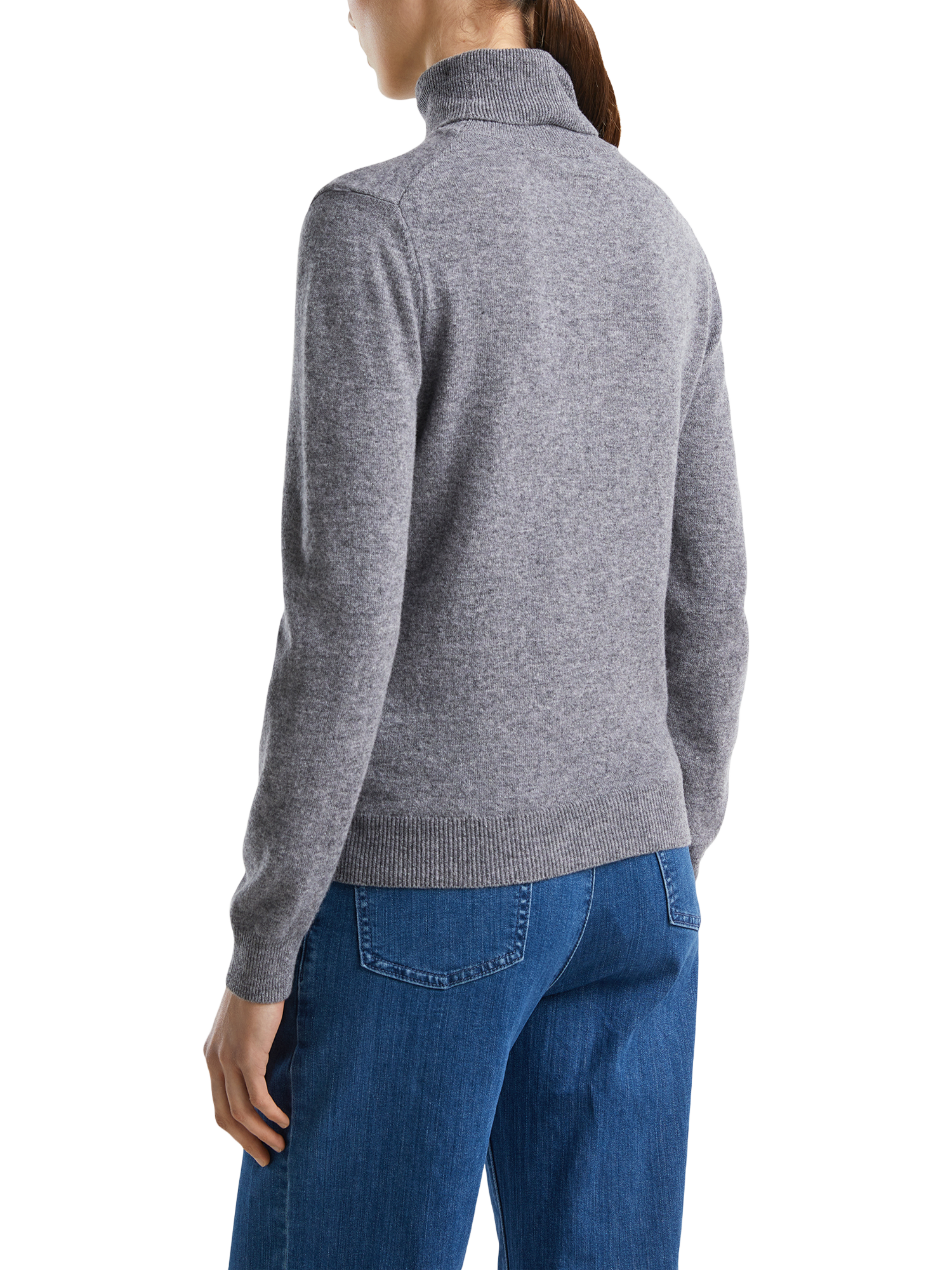 Product image 2 of 6, which shows Benetton High Neck Wool Jumper, Grey, S