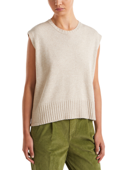 Benetton Wool Blend Sleeveless Crew Neck Vest, Beige