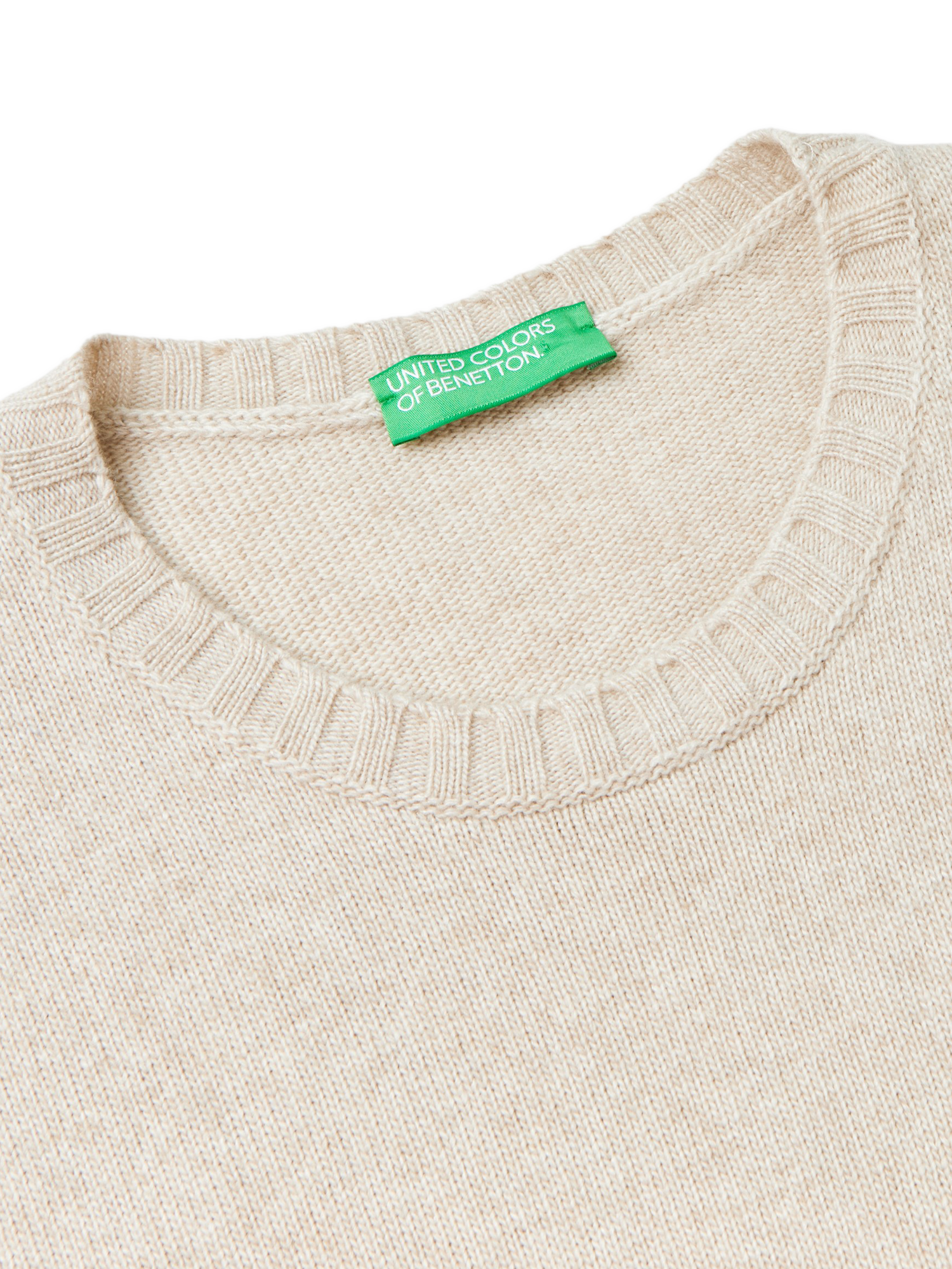 Product image 6 of 6, which shows Benetton Wool Blend Sleeveless Crew Neck Vest, Beige, S