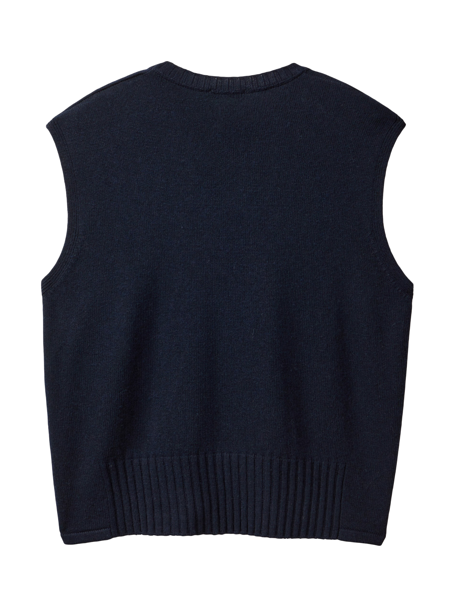 Product image 5 of 6, which shows Benetton Wool Blend Sleeveless Crew Neck Vest, Midnight Blue, S
