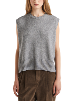 Benetton Wool Blend Sleeveless Crew Neck Vest, Grey