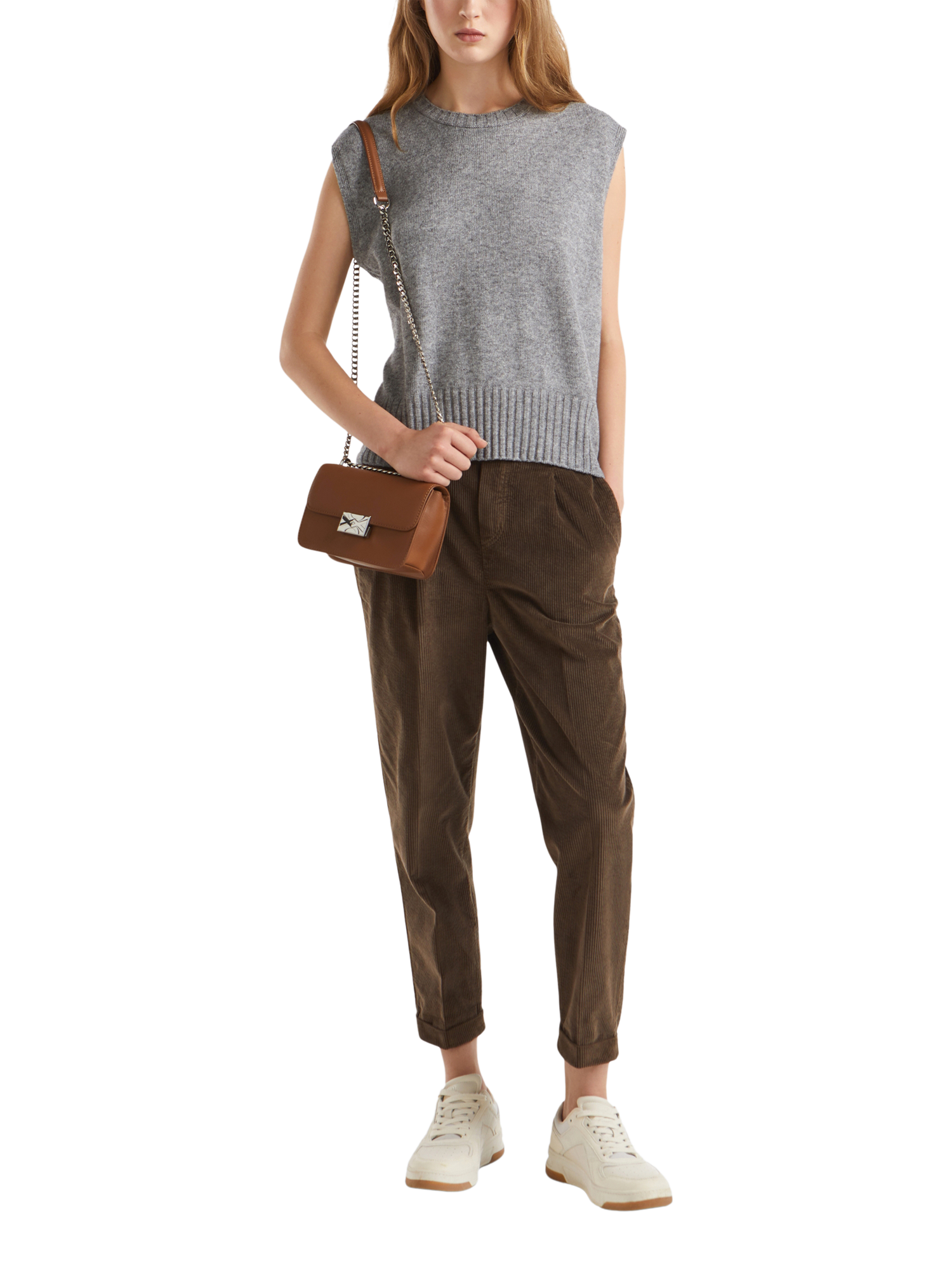 Product image 3 of 6, which shows Benetton Wool Blend Sleeveless Crew Neck Vest, Grey, S