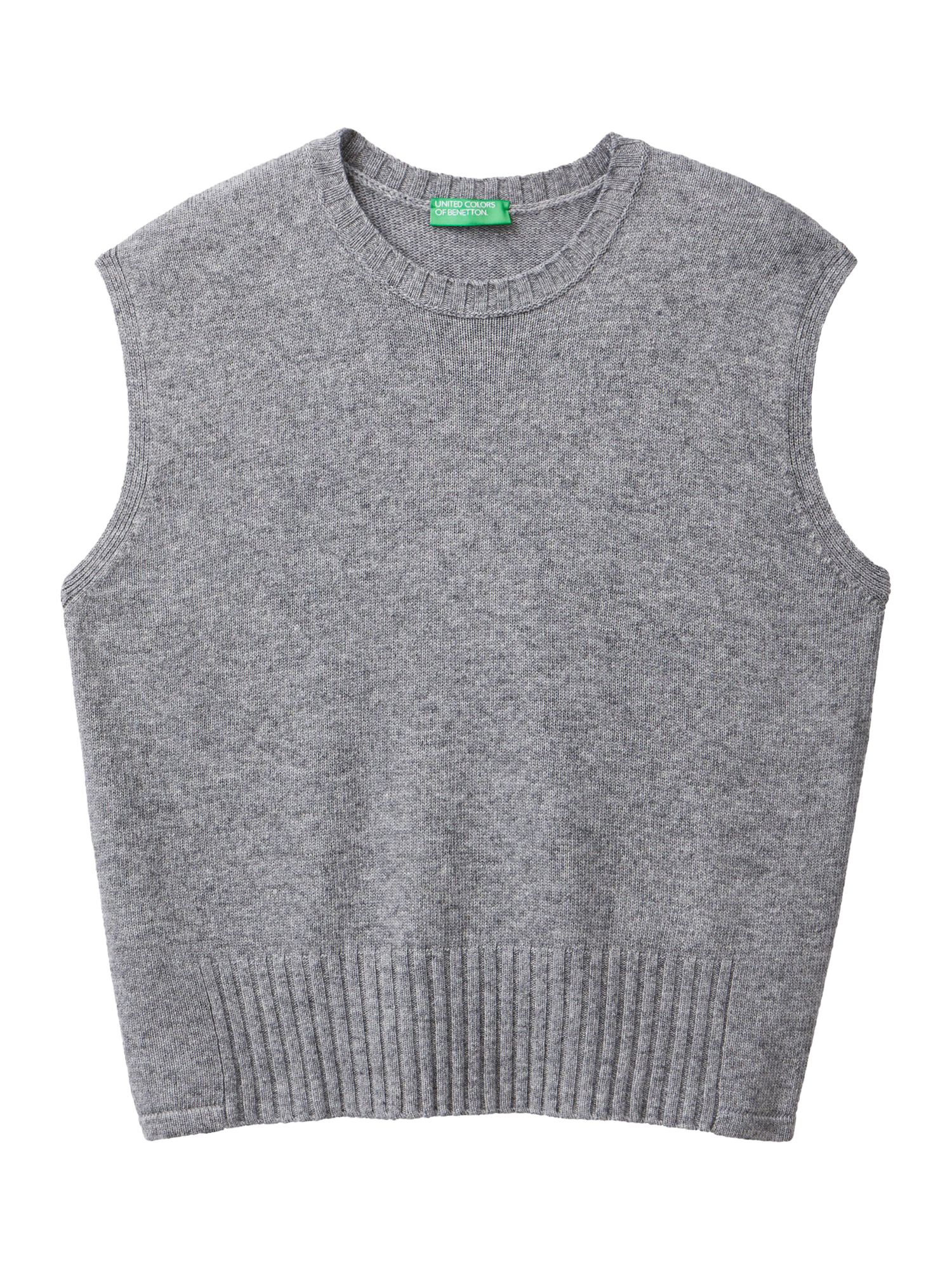 Product image 4 of 6, which shows Benetton Wool Blend Sleeveless Crew Neck Vest, Grey, S