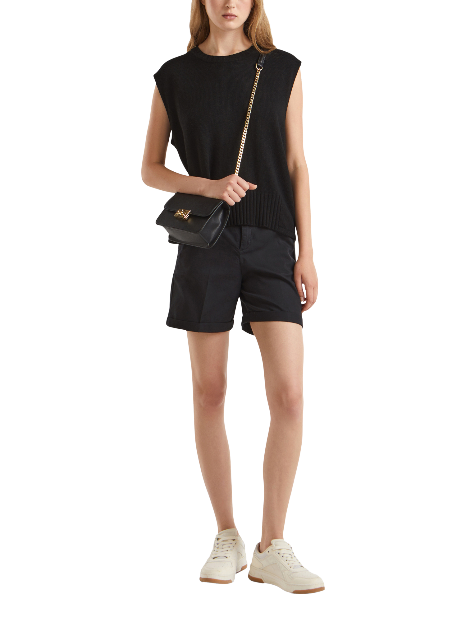 Product image 3 of 6, which shows Benetton Wool Blend Sleeveless Crew Neck Vest, Black, M