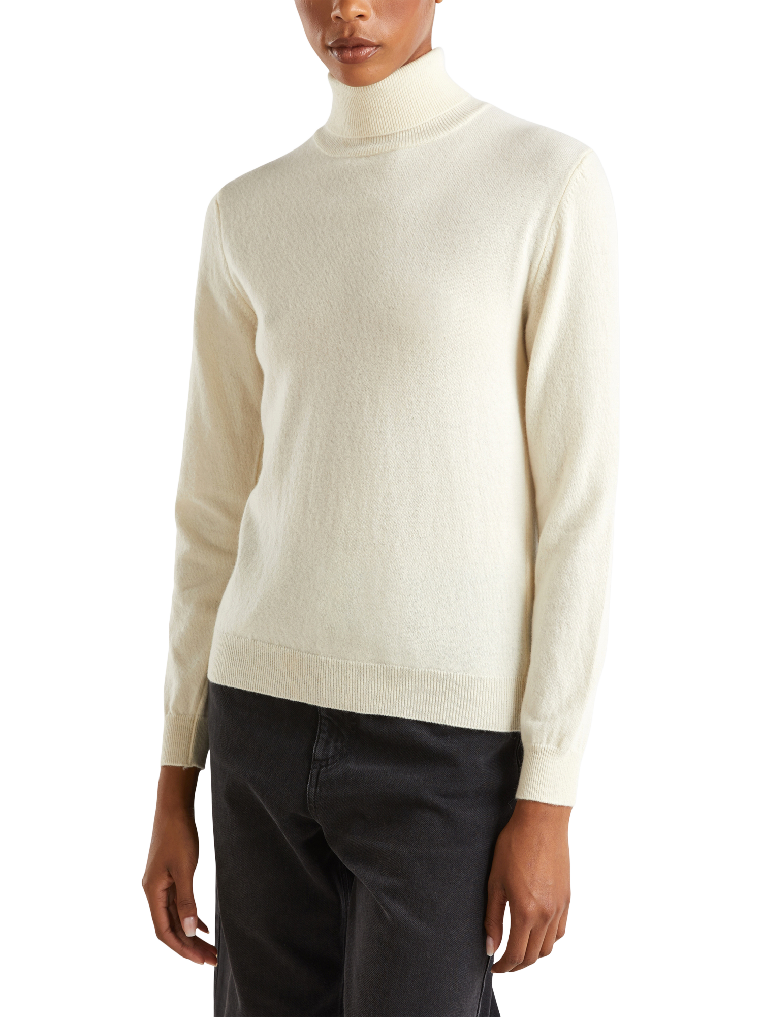 Product image 1 of 6, which shows Benetton Pure Wool Roll Neck Jumper, White, XL