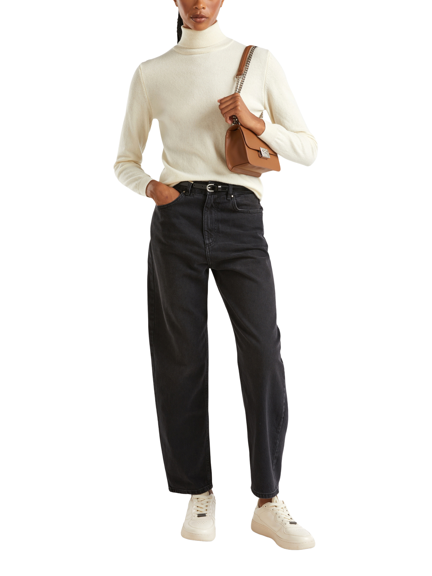 Product image 3 of 6, which shows Benetton Pure Wool Roll Neck Jumper, White, XL