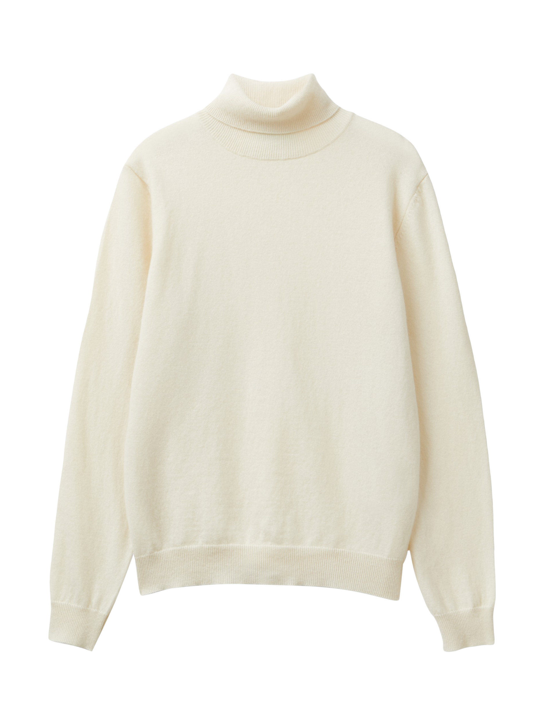 Product image 4 of 6, which shows Benetton Pure Wool Roll Neck Jumper, White, XL