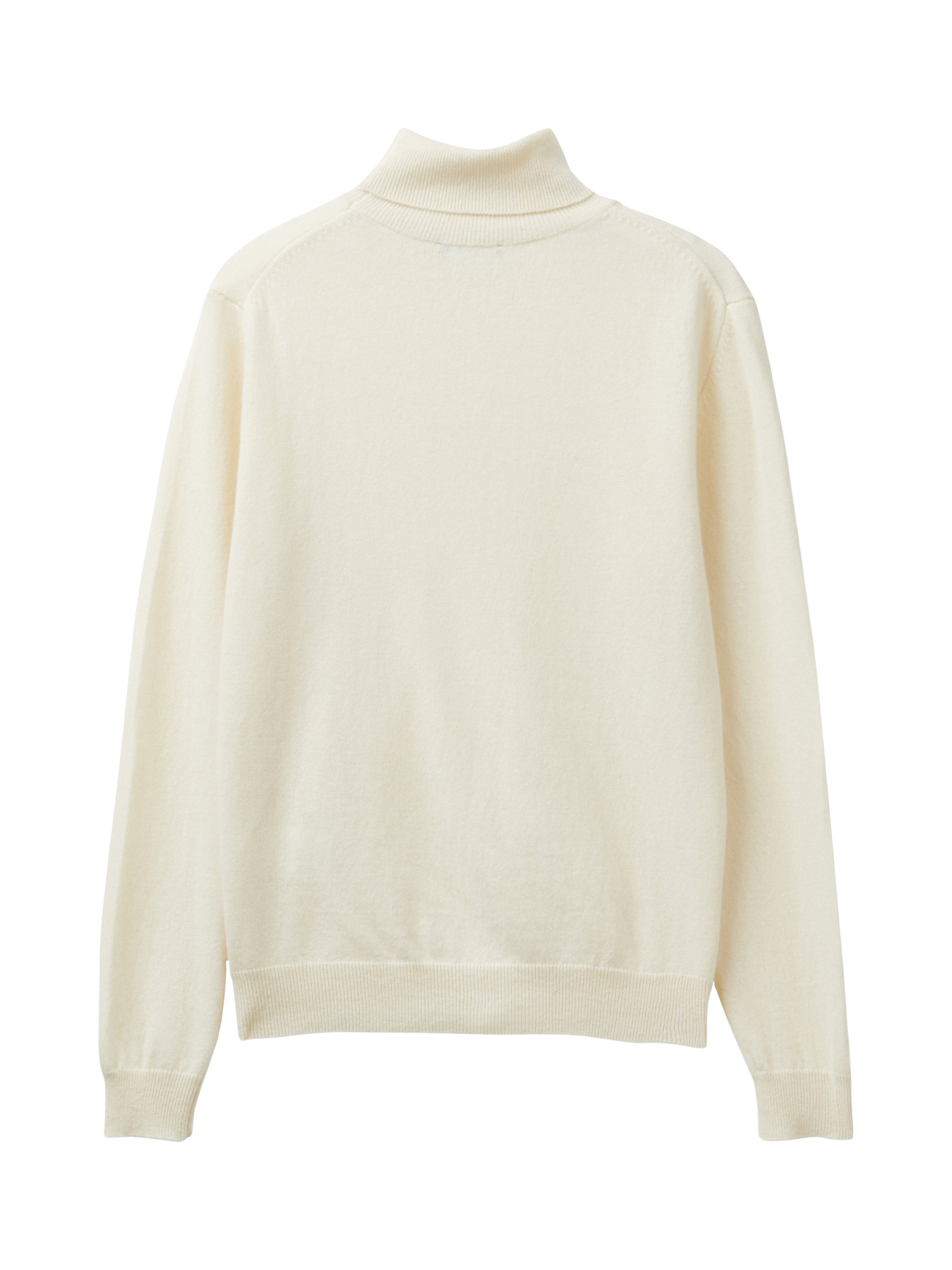 Product image 5 of 6, which shows Benetton Pure Wool Roll Neck Jumper, White, XL