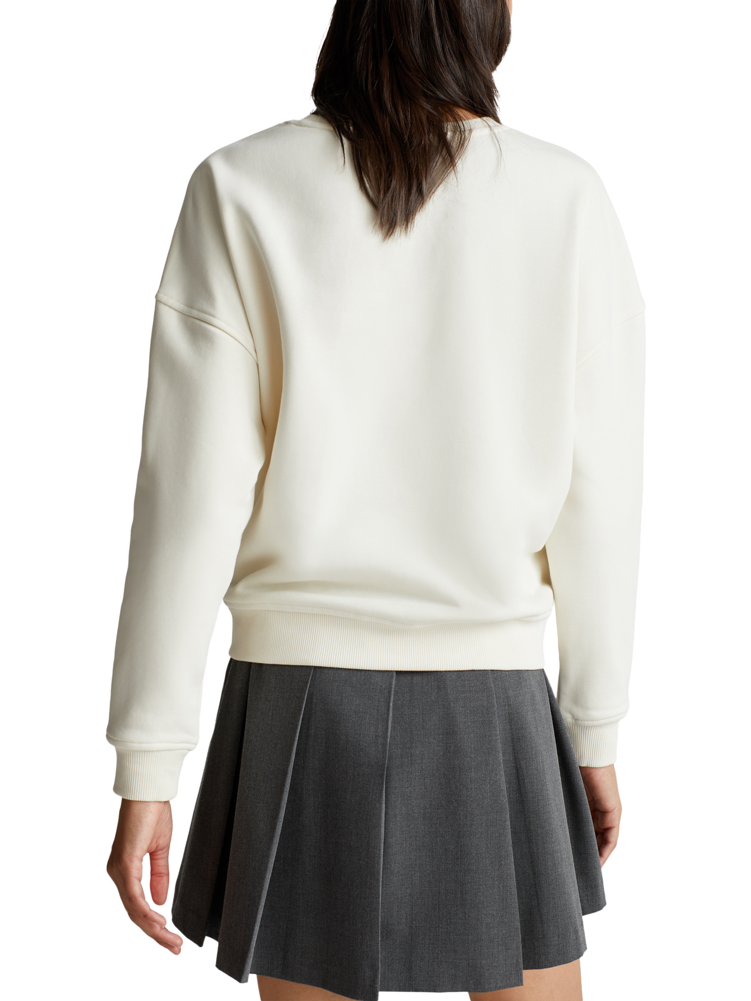 Product image 2 of 5, which shows Benetton Textured Flower Cotton Blend Sweatshirt, White, XS