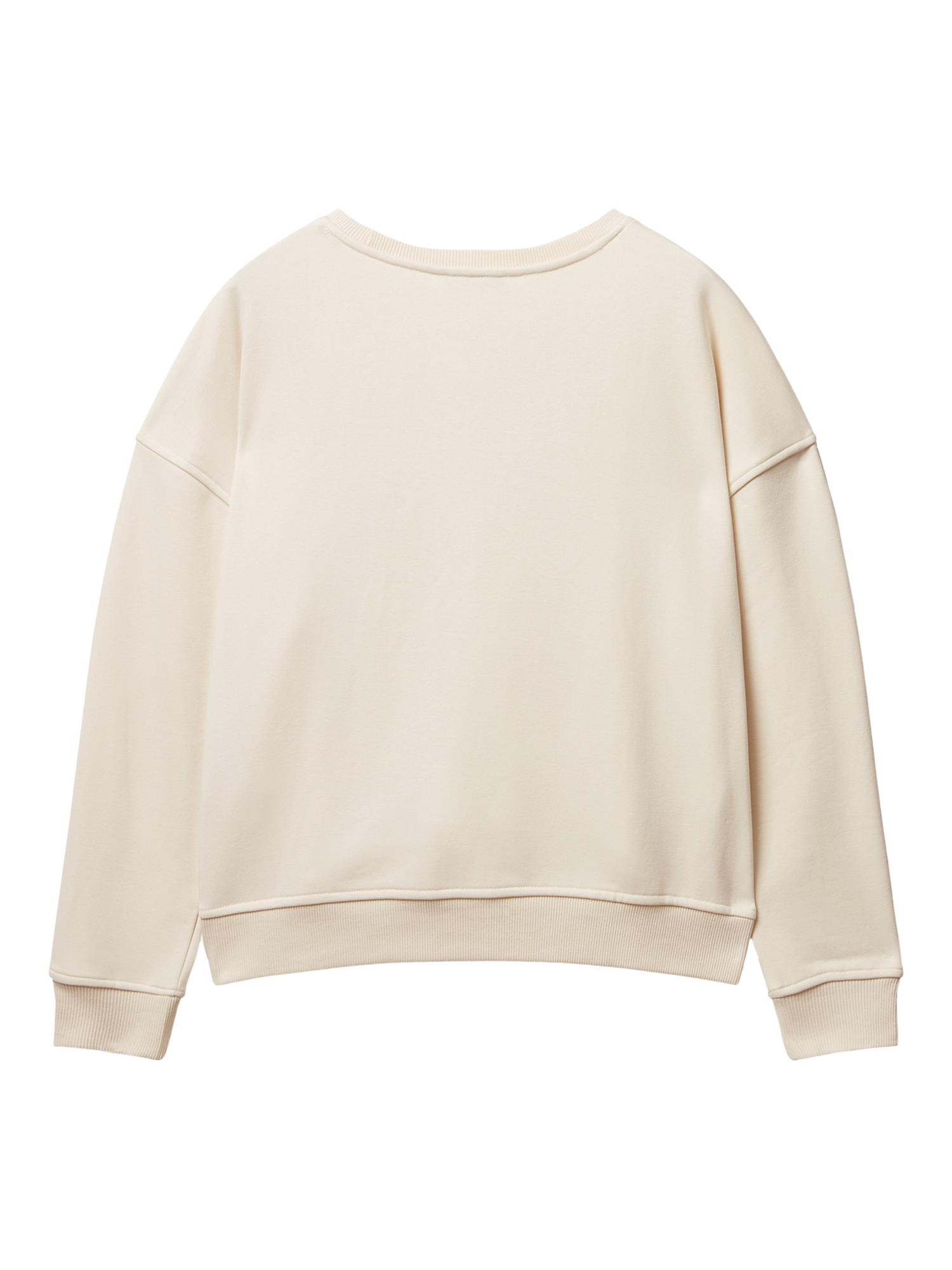 Product image 5 of 5, which shows Benetton Textured Flower Cotton Blend Sweatshirt, White, XS