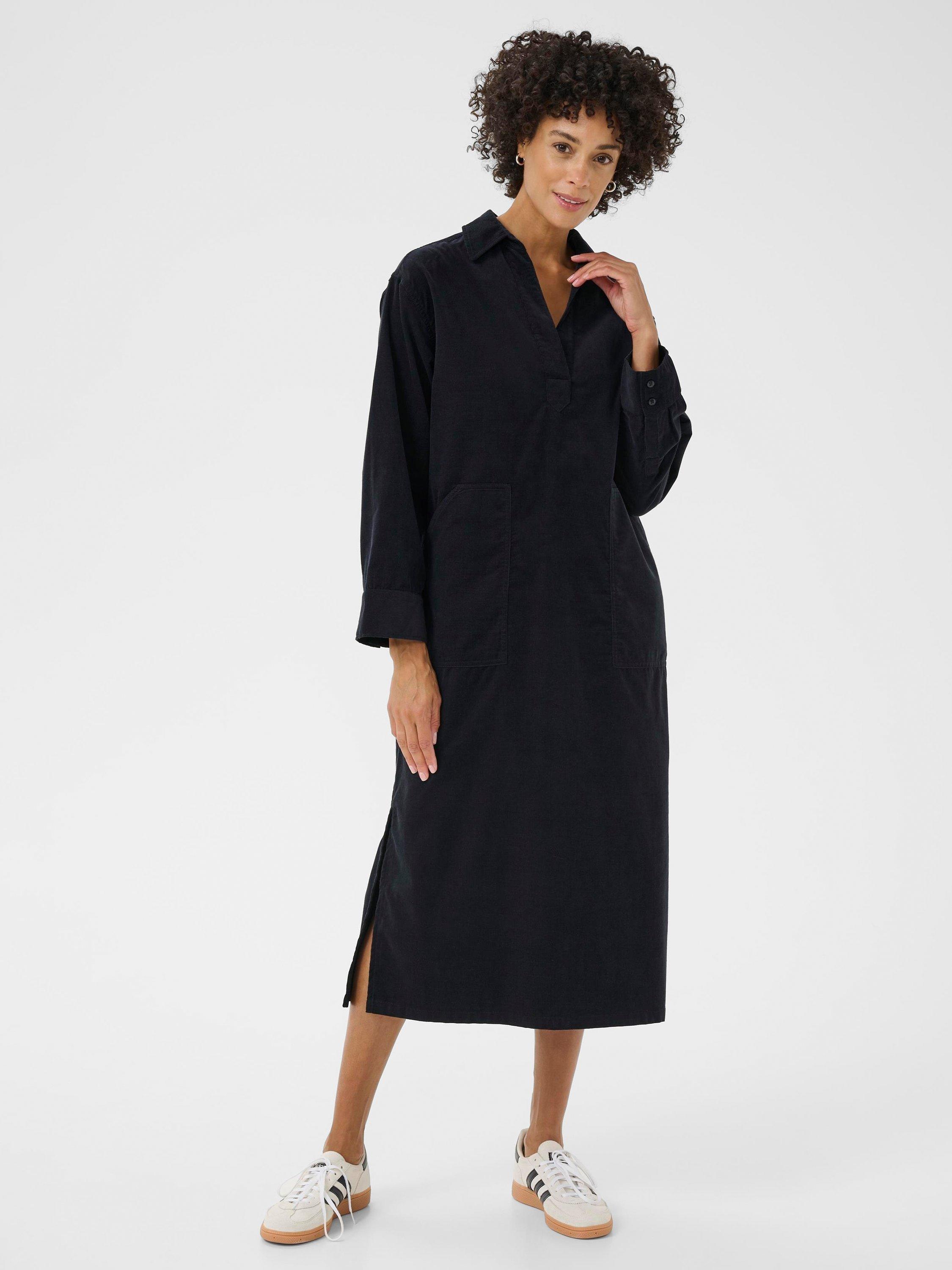 Product image 1 of 6, which shows Part Two Lolla Long Sleeve Midi Dress, Dark Navy, 8