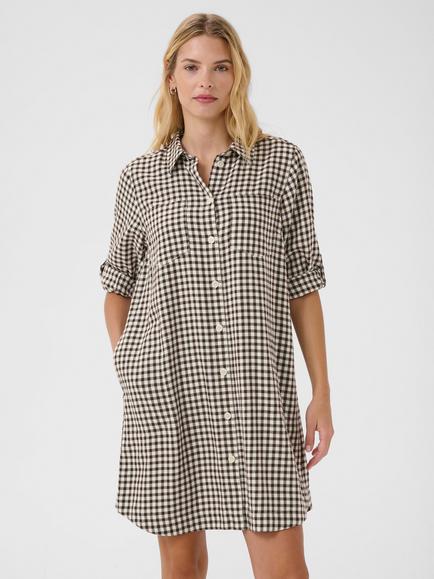 Part Two Sardias Gingham Shirt Dress, Ganache, Ganache