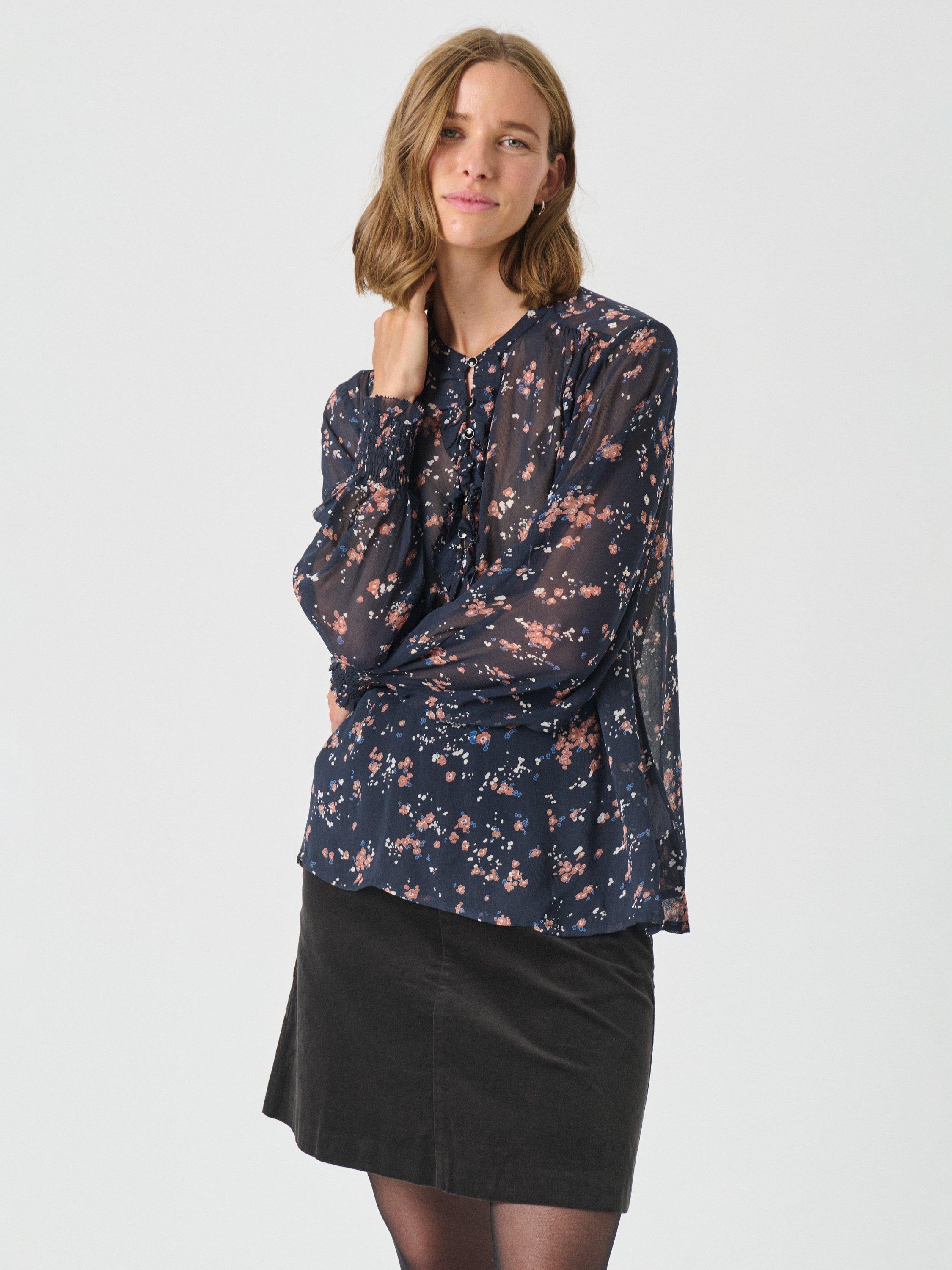 Product image 1 of 6, which shows Part Two Varinka Floral Top, Dark Navy, 8
