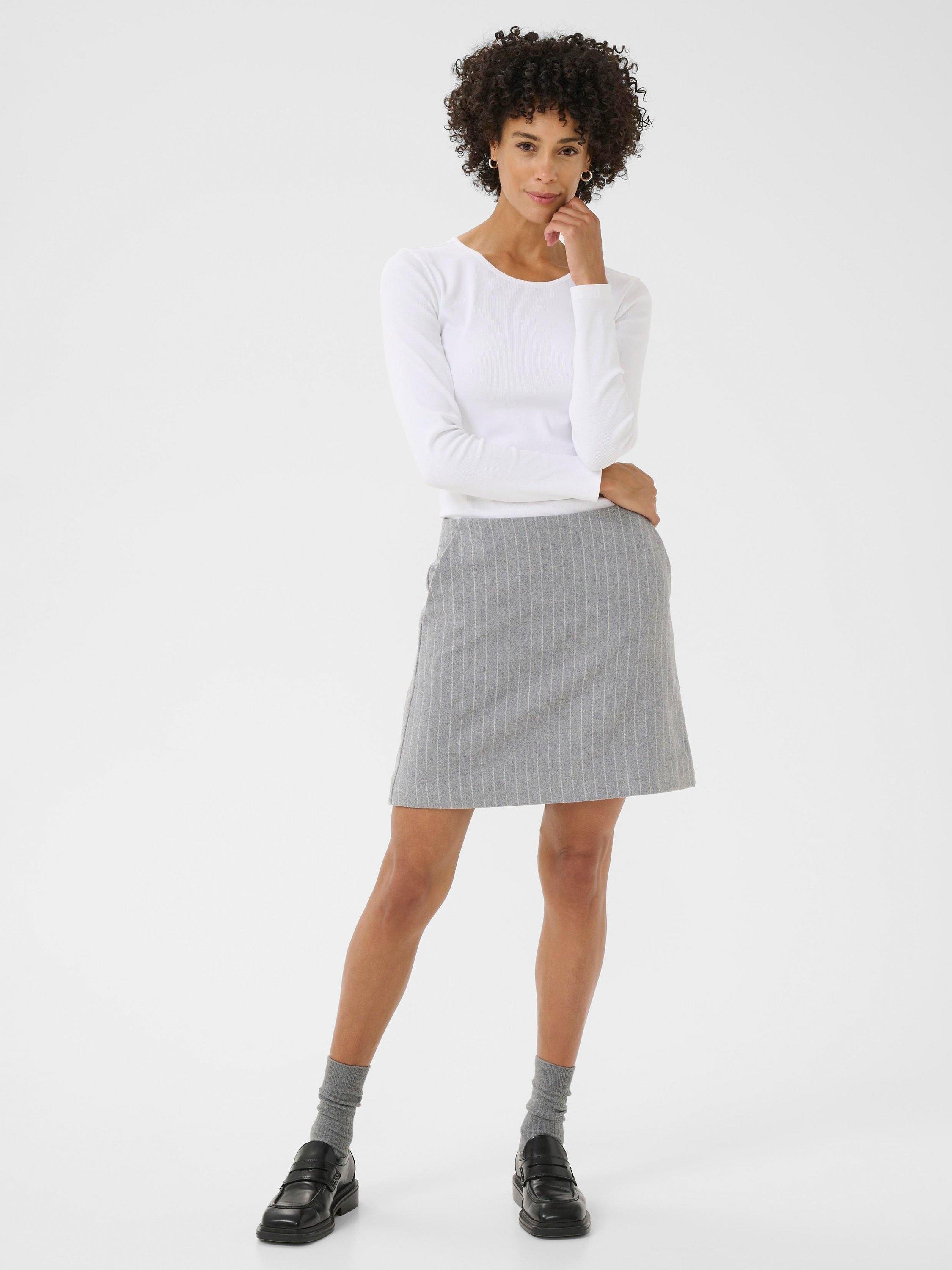 Product image 3 of 6, which shows Part Two Sissa Pinstripe Wool Blend Mini Skirt, Medium Grey, 8