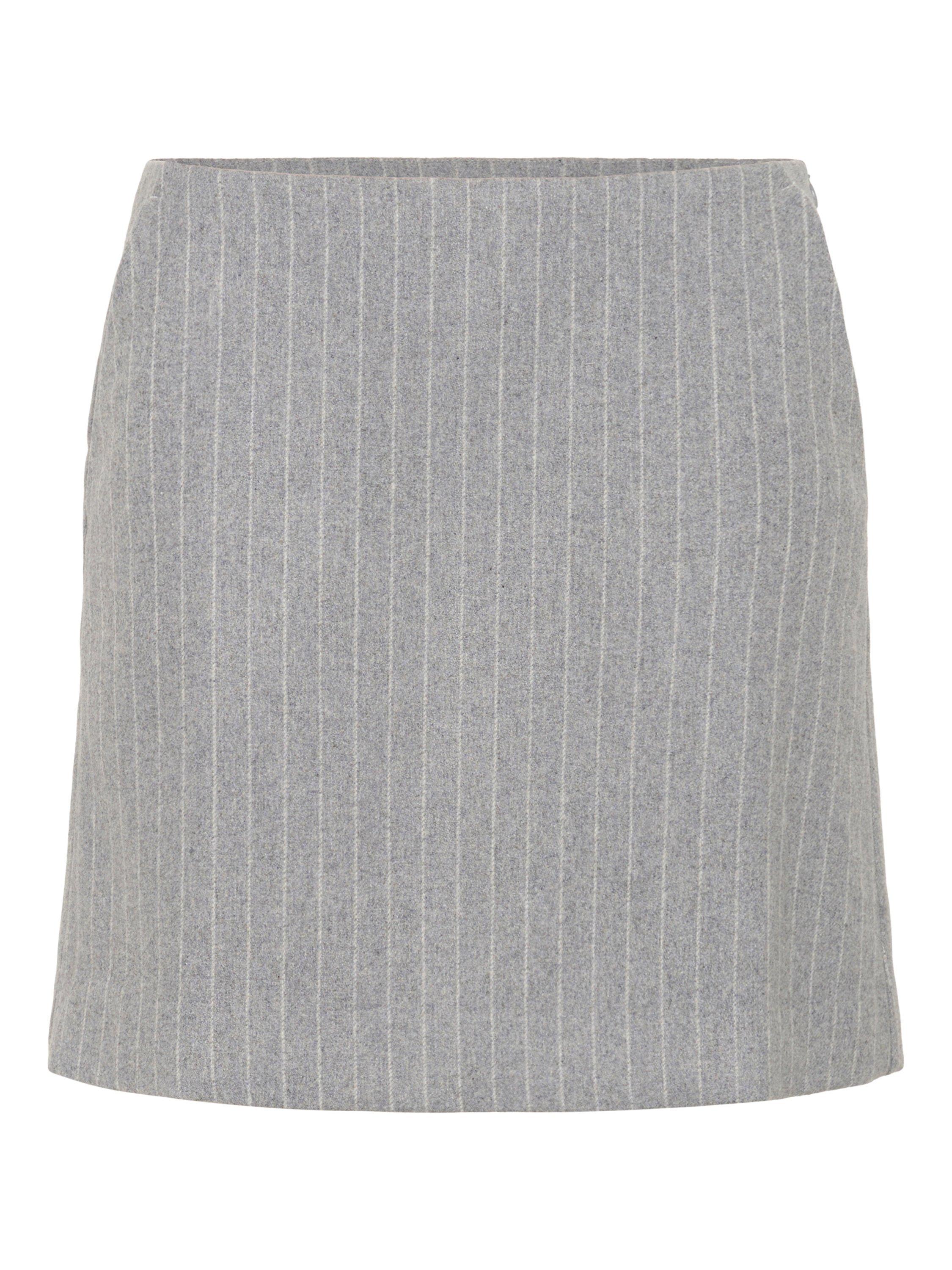Product image 5 of 6, which shows Part Two Sissa Pinstripe Wool Blend Mini Skirt, Medium Grey, 8