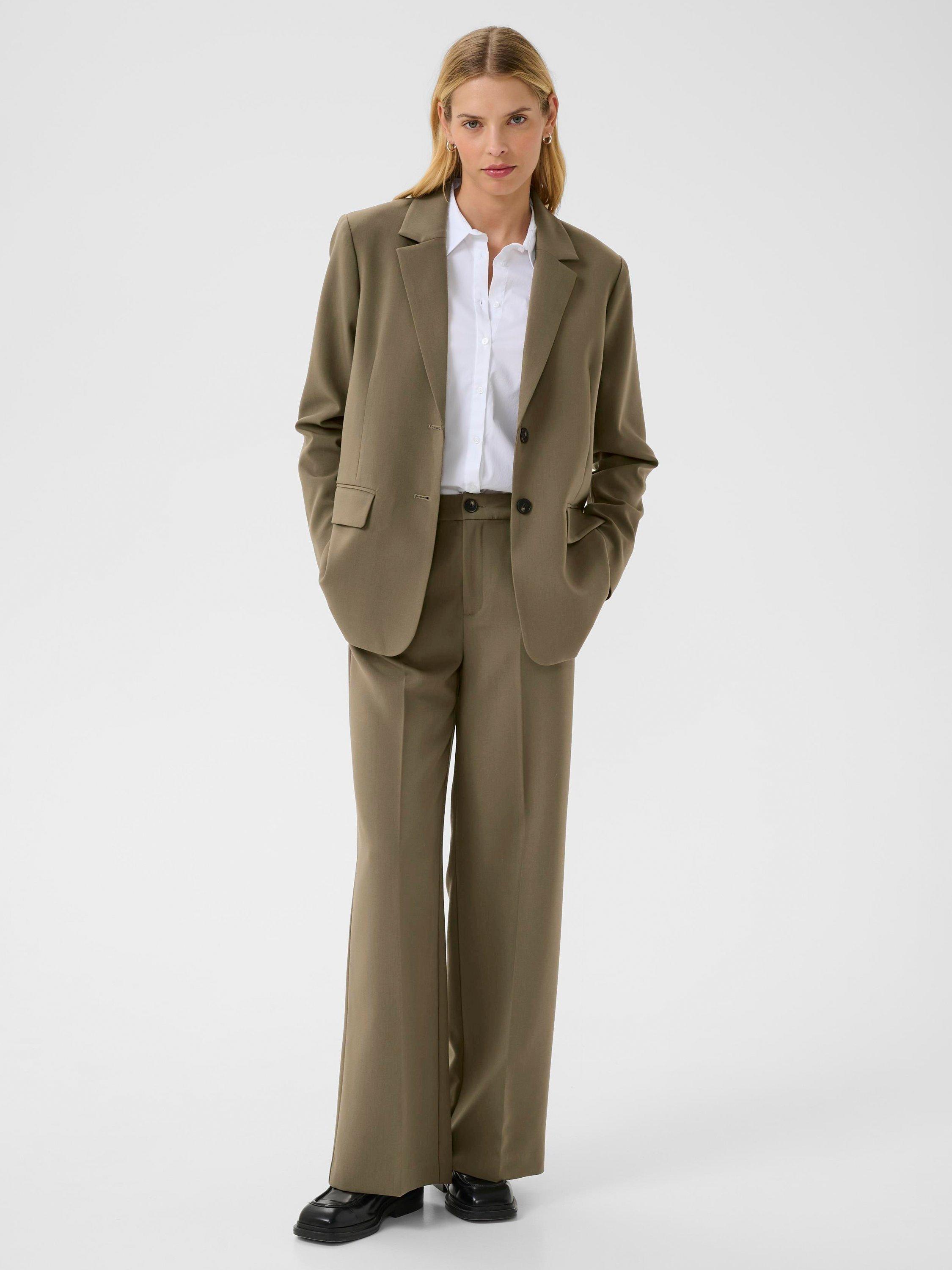 Product image 3 of 6, which shows Part Two Ninnesa Relaxed Fit Tailored Trousers, Tarmac, 8