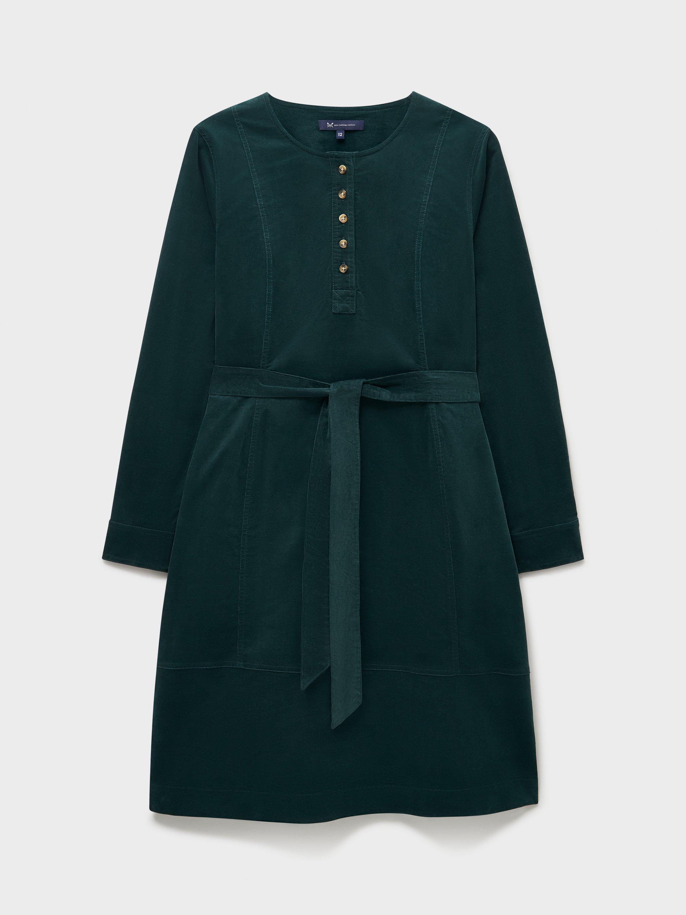 Crew Clothing Hattie Corduroy Midi Dress, Emerald Green