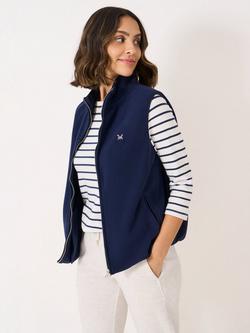 Crew Clothing Crew Neck Zip Fleece Gilet, Navy Blue