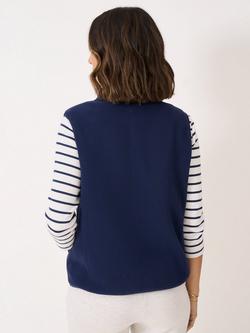 Crew Clothing Crew Neck Zip Fleece Gilet - view 2, Navy Blue