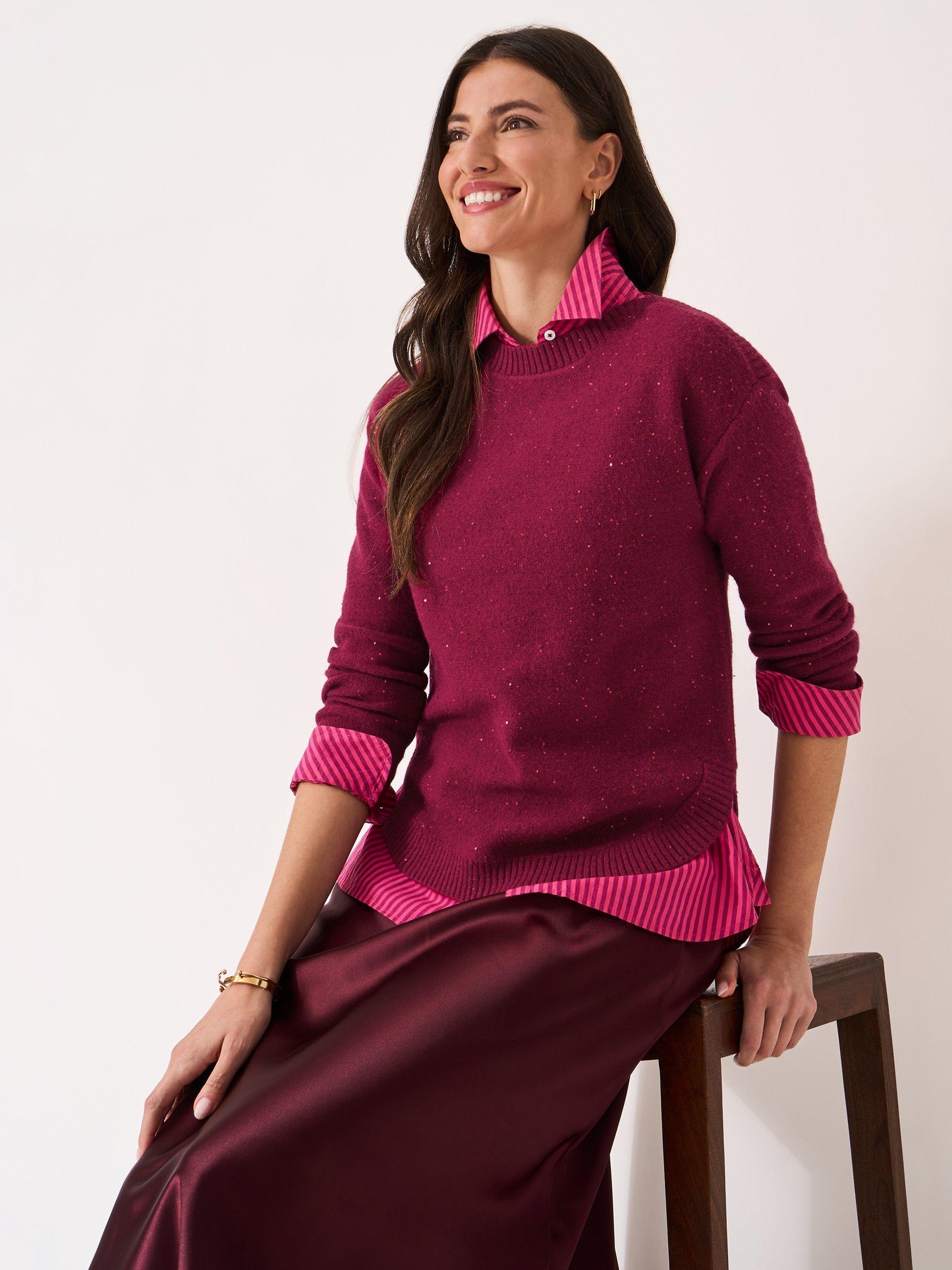 Product image 1 of 5, which shows Crew Clothing Boat Neck Jumper, Dark Red, 10