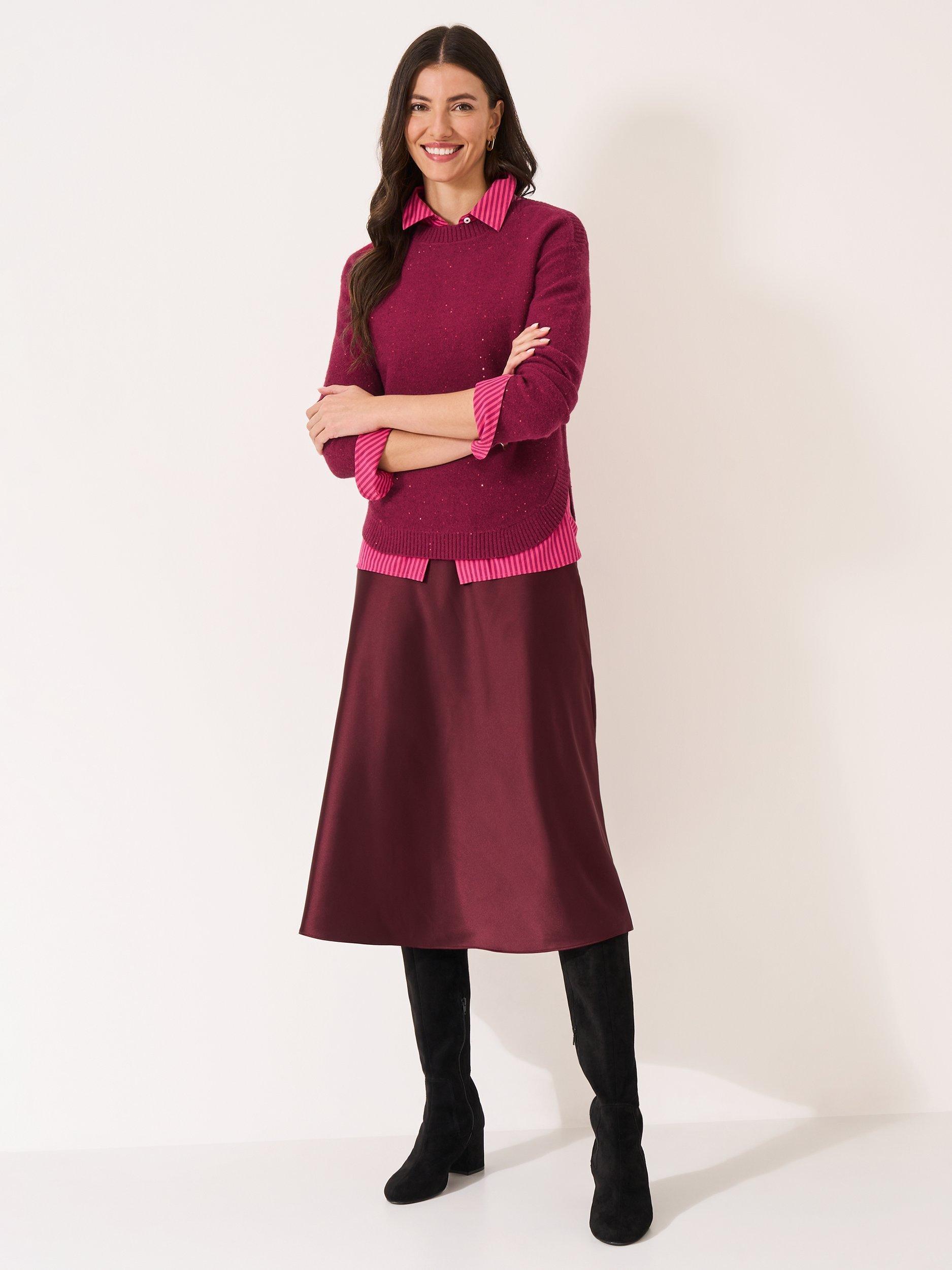 Product image 3 of 5, which shows Crew Clothing Boat Neck Jumper, Dark Red, 10