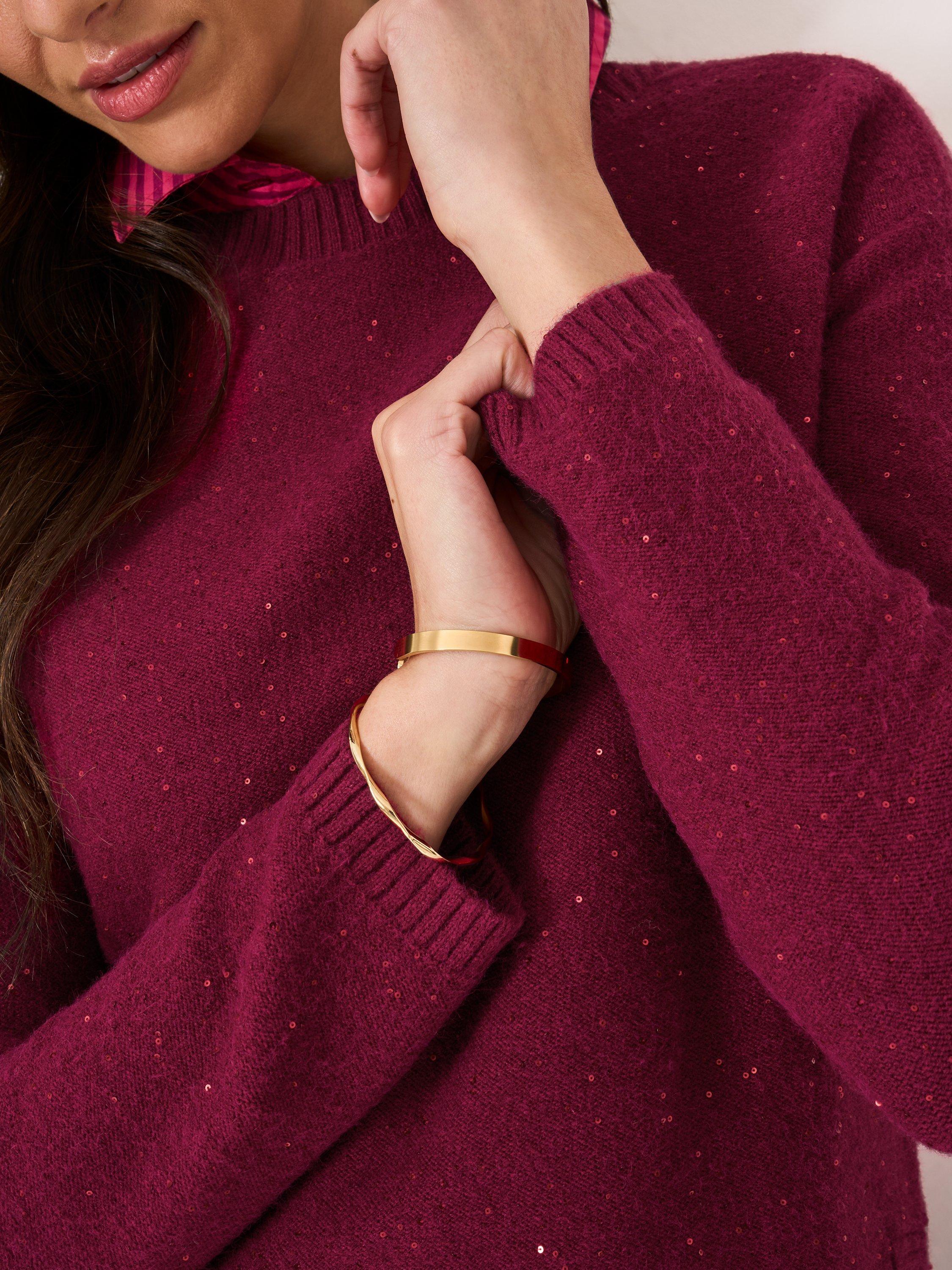 Product image 4 of 5, which shows Crew Clothing Boat Neck Jumper, Dark Red, 10