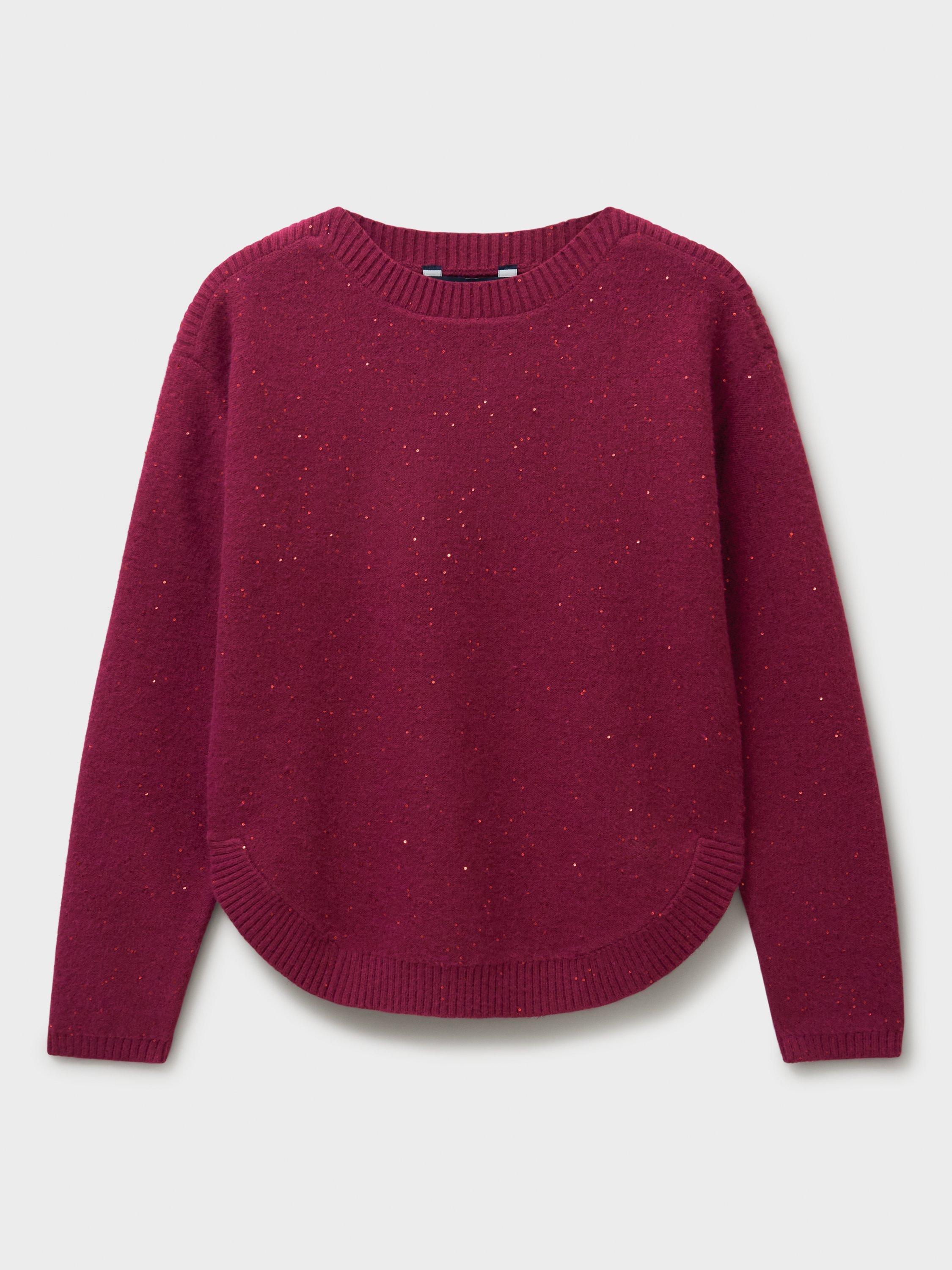 Product image 5 of 5, which shows Crew Clothing Boat Neck Jumper, Dark Red, 10