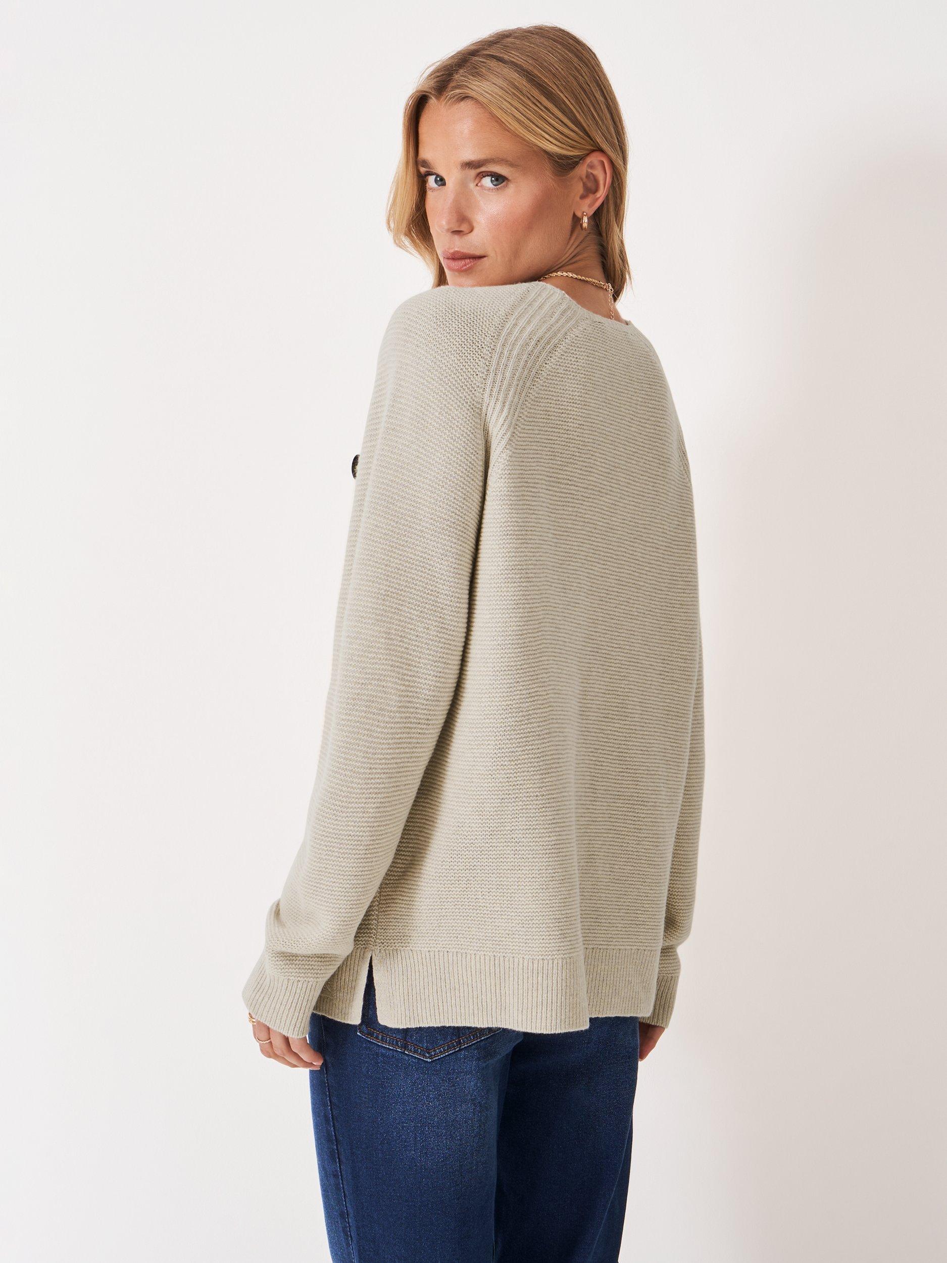 Product image 2 of 5, which shows Crew Clothing Harmony Button Neck Jumper , Oatmeal, 10