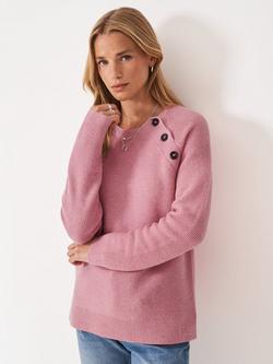 Crew Clothing Harmony Button Neck Jumper, Pastel Pink