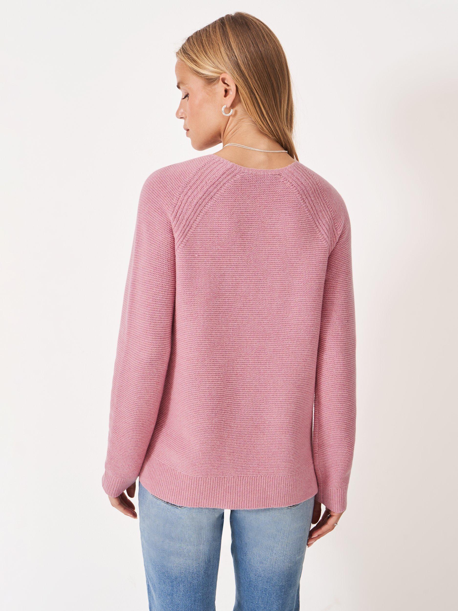 Product image 2 of 5, which shows Crew Clothing Harmony Button Neck Jumper , Pastel Pink, 8