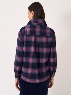 Crew Clothing Check Print Boyfriend Fit Flannel Shirt - view 2, Navy/Pink