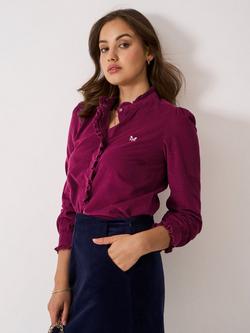 Crew Clothing Corduroy Buttoned Cotton Pie Crust Blouse, Red Wine