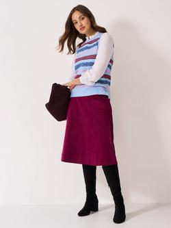 Crew Clothing Layla A-Line Corduroy Midi Skirt, Red Wine
