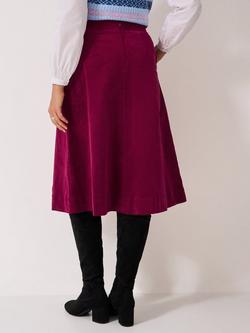 Crew Clothing Layla A-Line Corduroy Midi Skirt - view 2, Red Wine