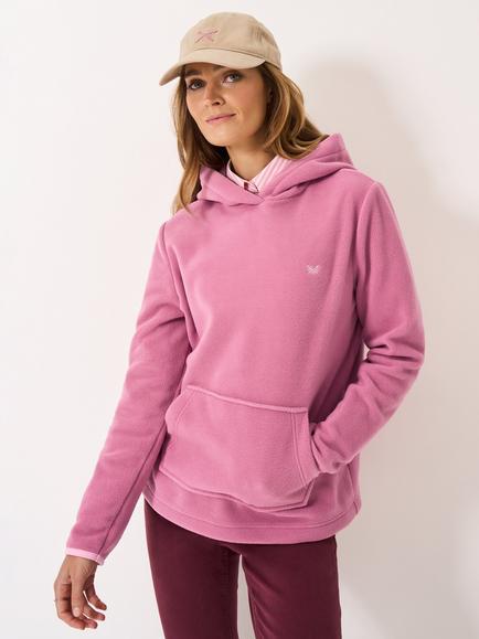 Crew Clothing Micro Fleece Overhead Hoody, Dark Pink