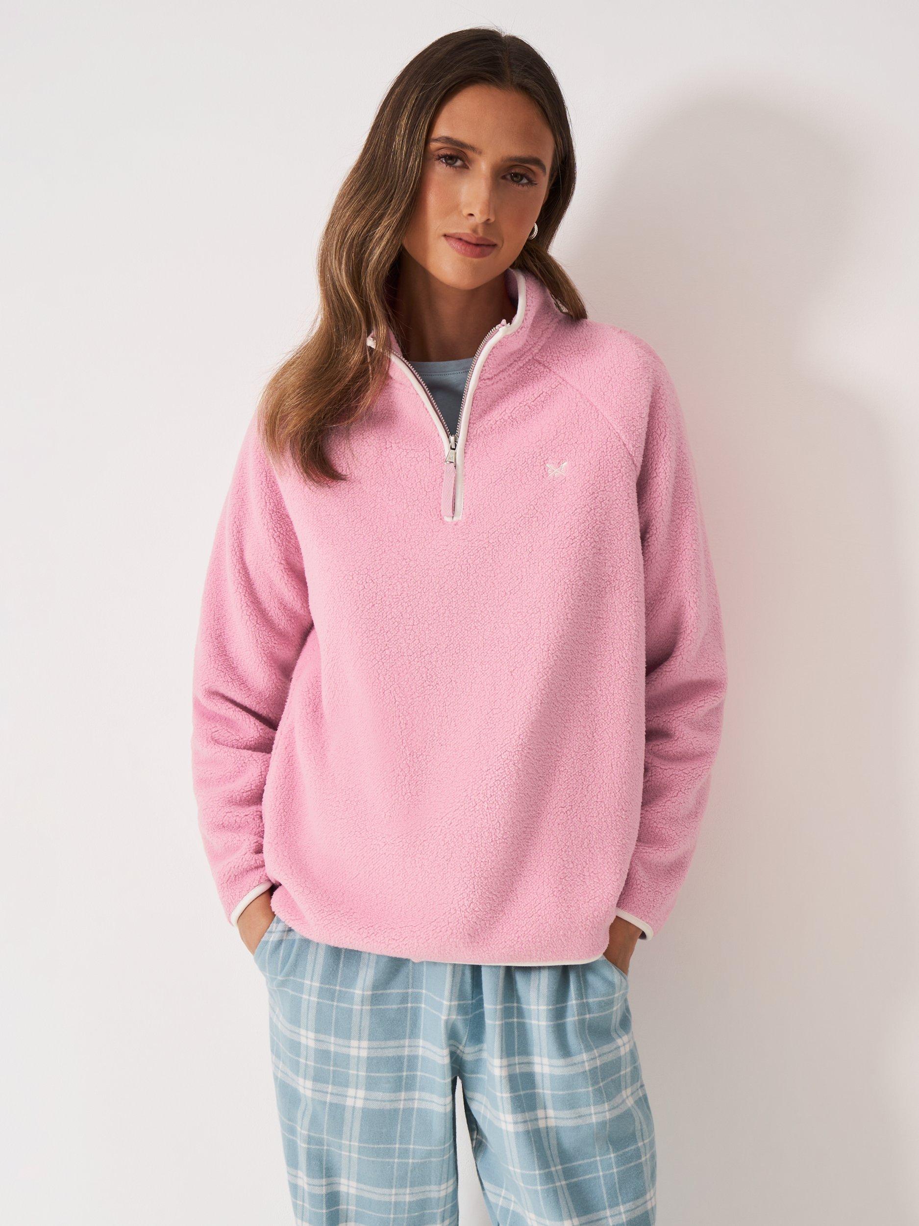 Product image 1 of 5, which shows Crew Clothing Overhead Half-Zip Fleece , Pastel Pink, L
