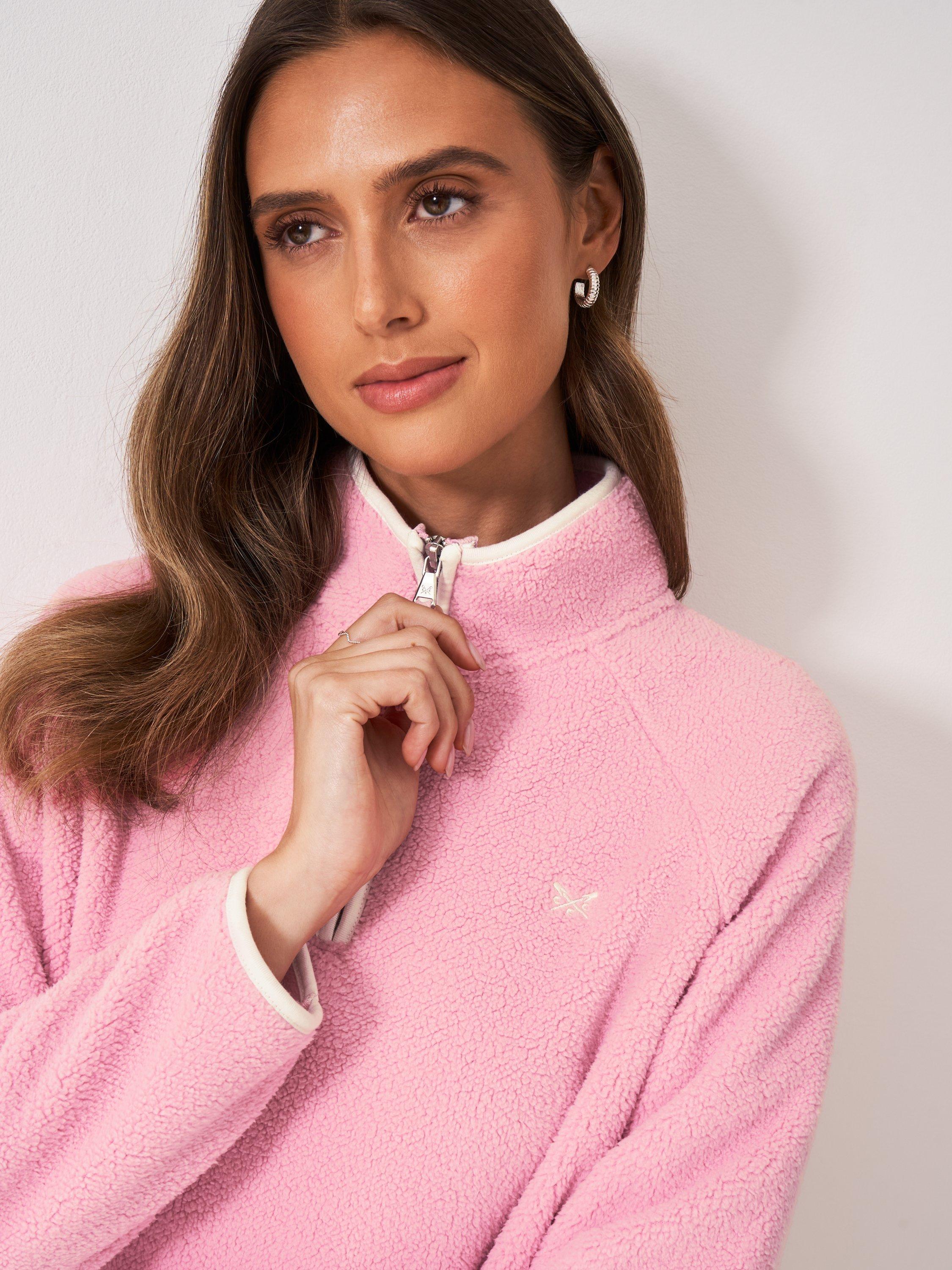 Product image 4 of 5, which shows Crew Clothing Overhead Half-Zip Fleece , Pastel Pink, L