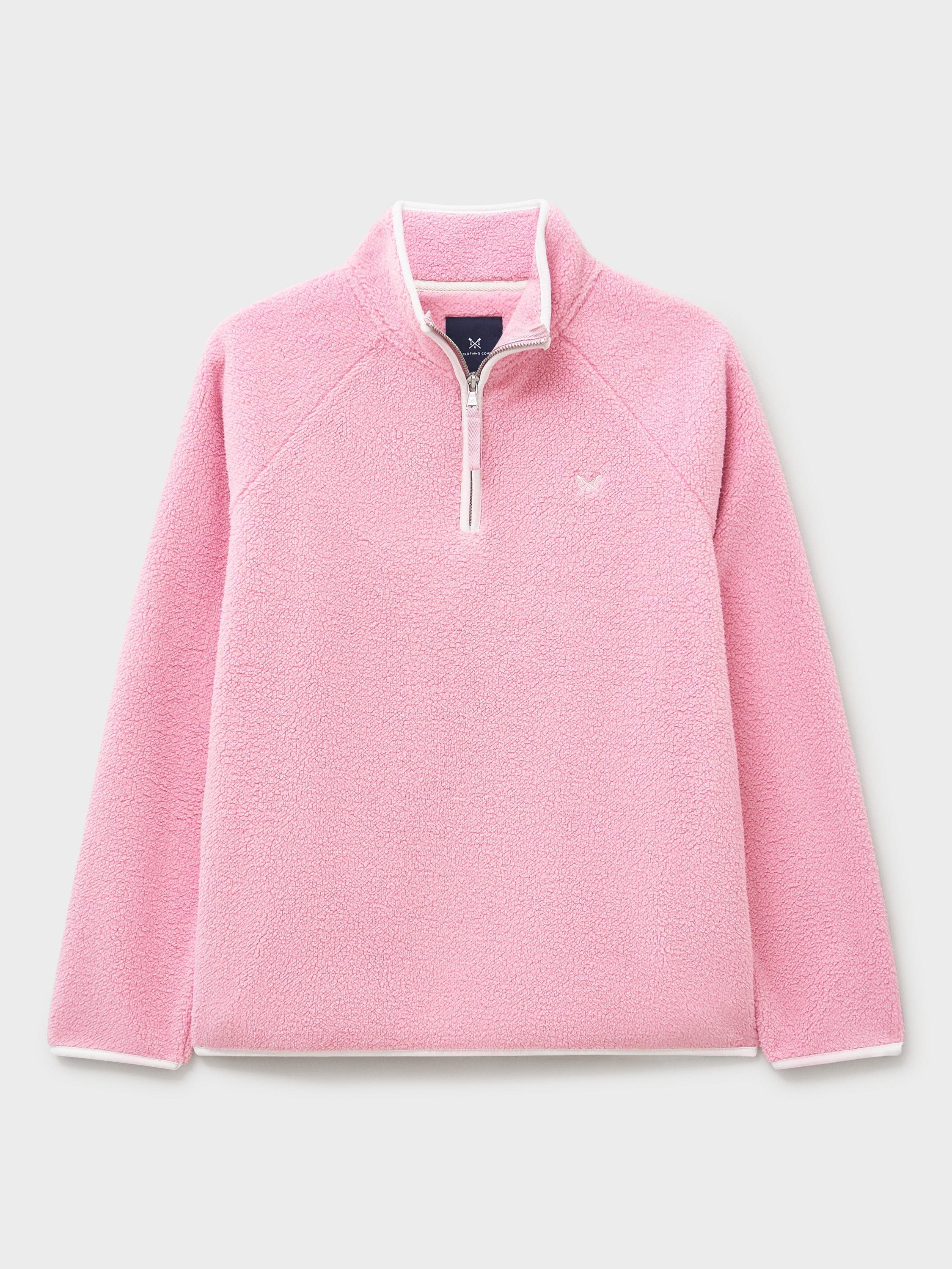 Product image 5 of 5, which shows Crew Clothing Overhead Half-Zip Fleece , Pastel Pink, L