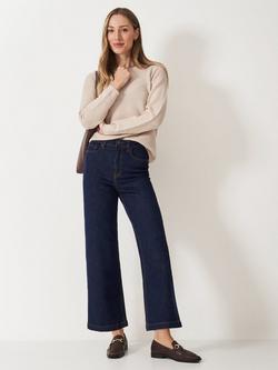 Crew Clothing Cropped Wide Leg Jeans, Navy Blue, Navy Blue
