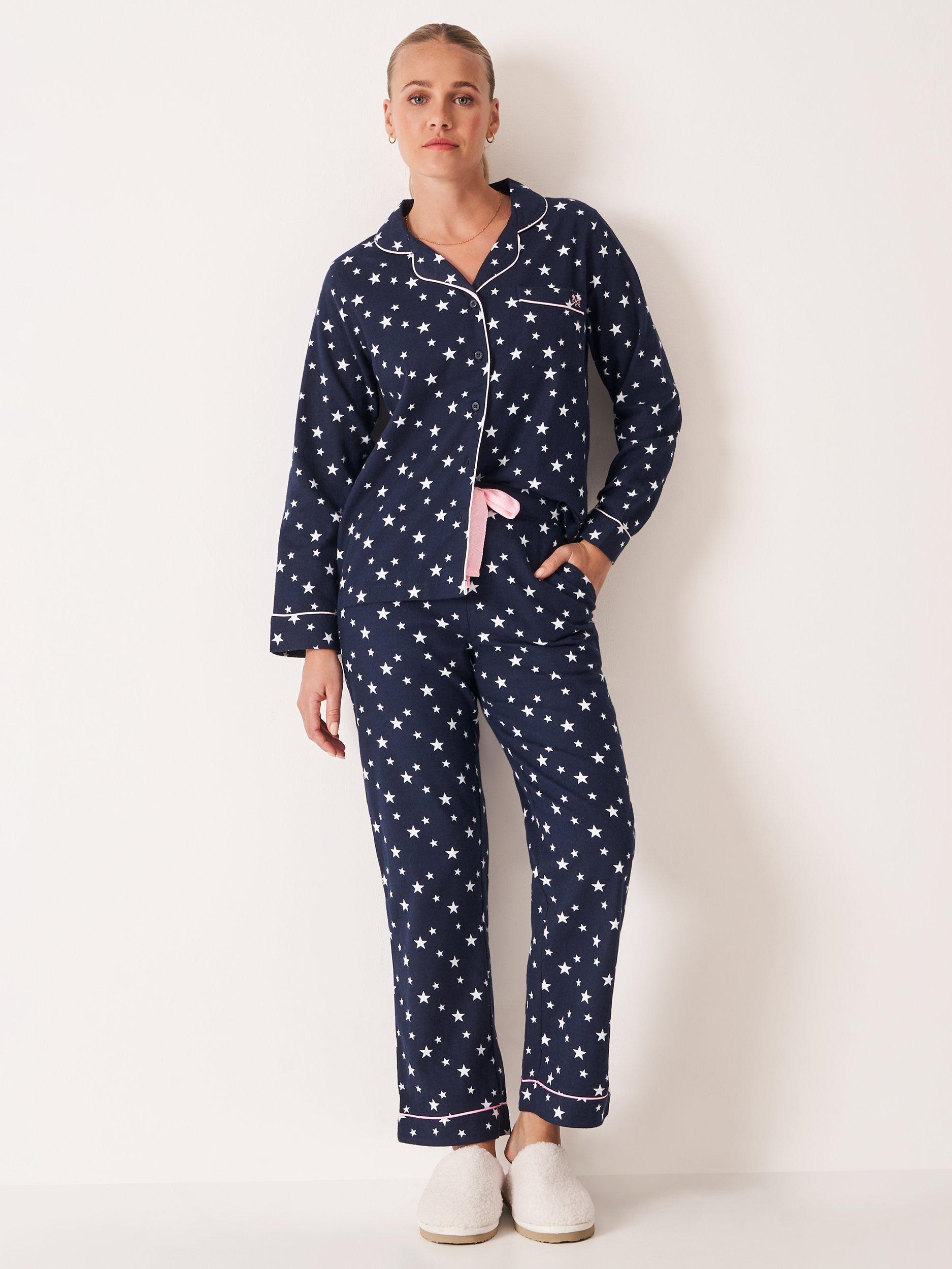 Product image 1 of 5, which shows Crew Clothing Cotton Star Pyjama Set, Navy Blue, L