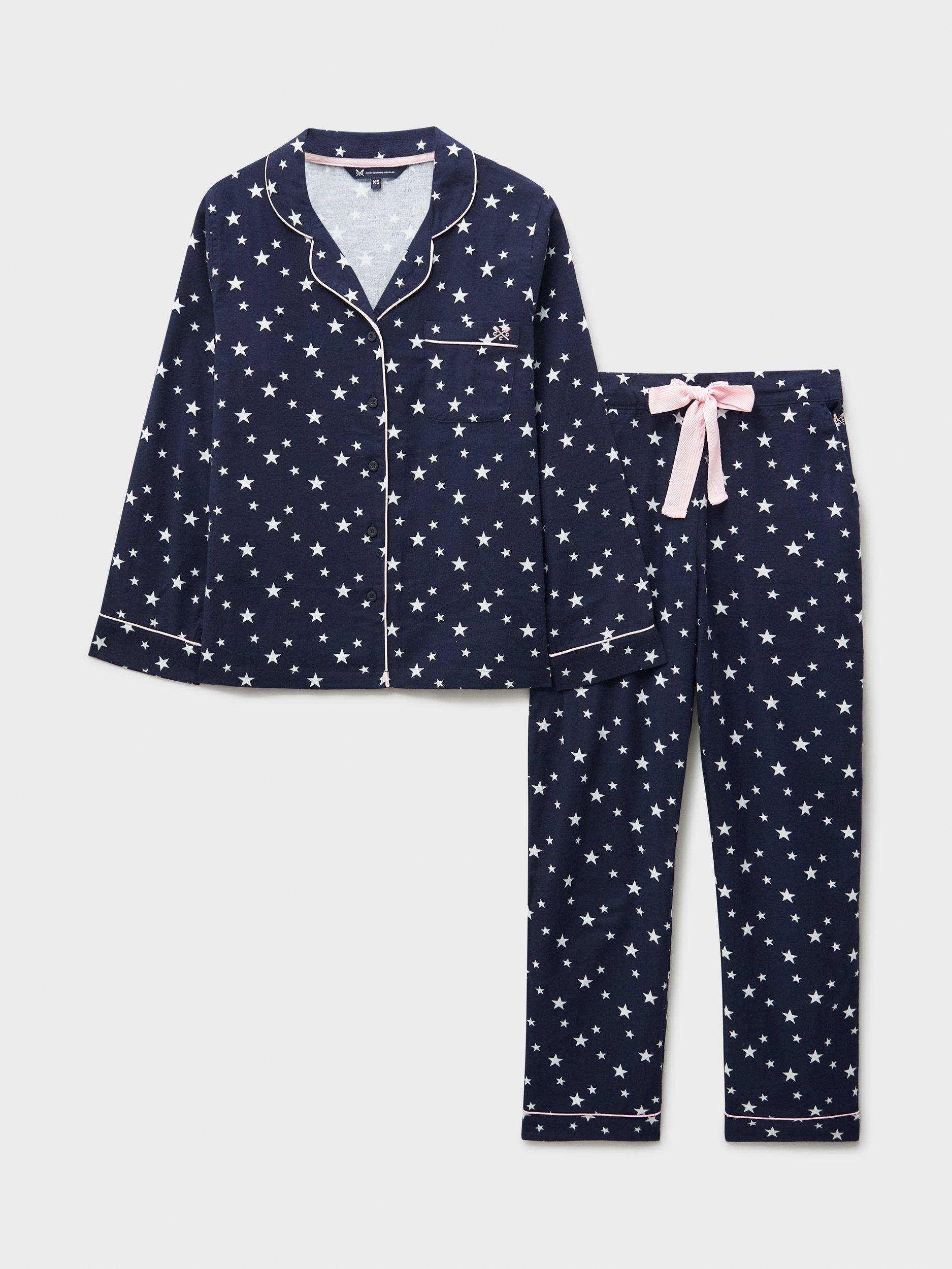 Product image 5 of 5, which shows Crew Clothing Cotton Star Pyjama Set, Navy Blue, L