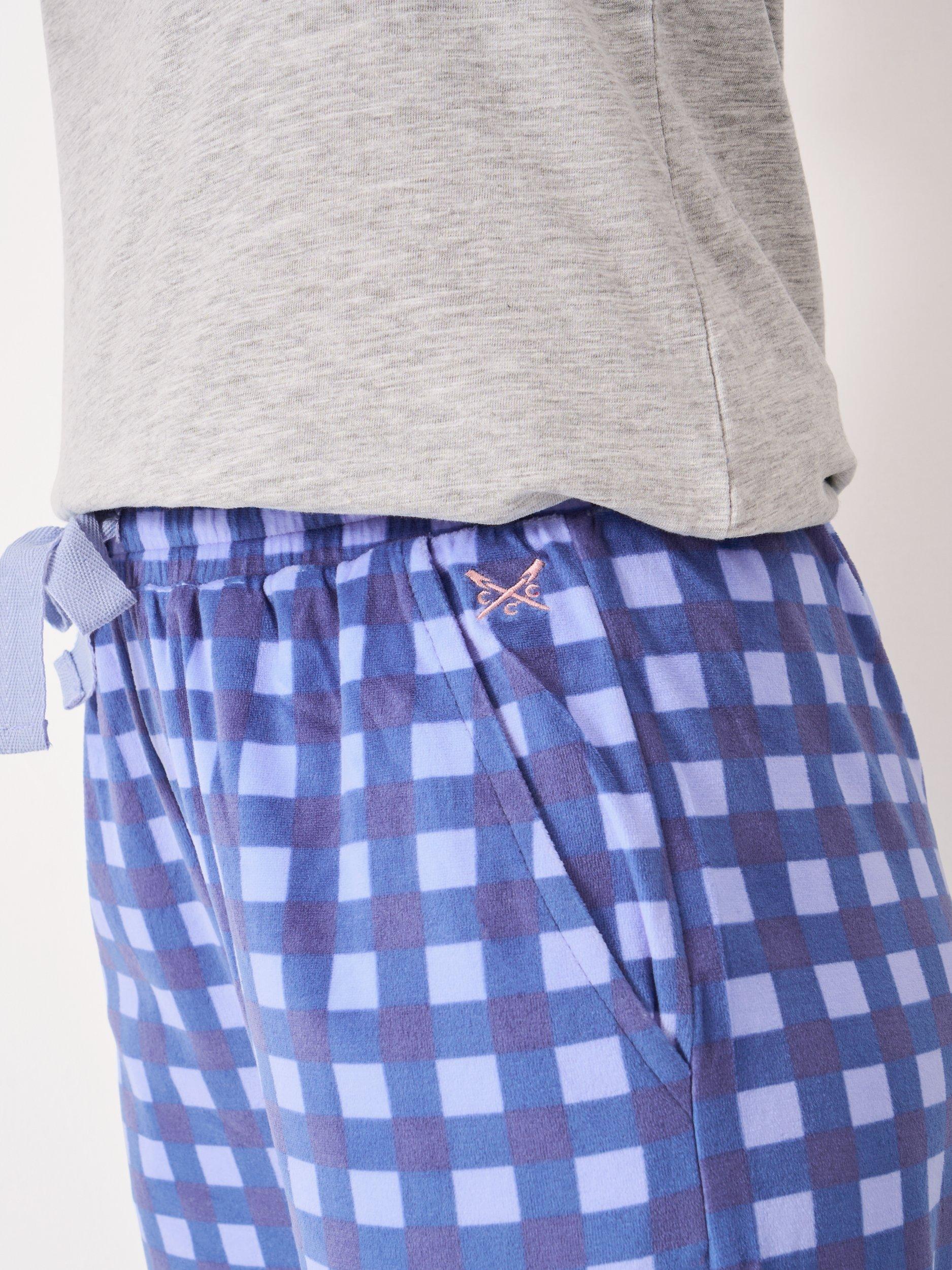 Product image 4 of 5, which shows Crew Clothing Check Pyjama Bottoms, Multi Blue, L