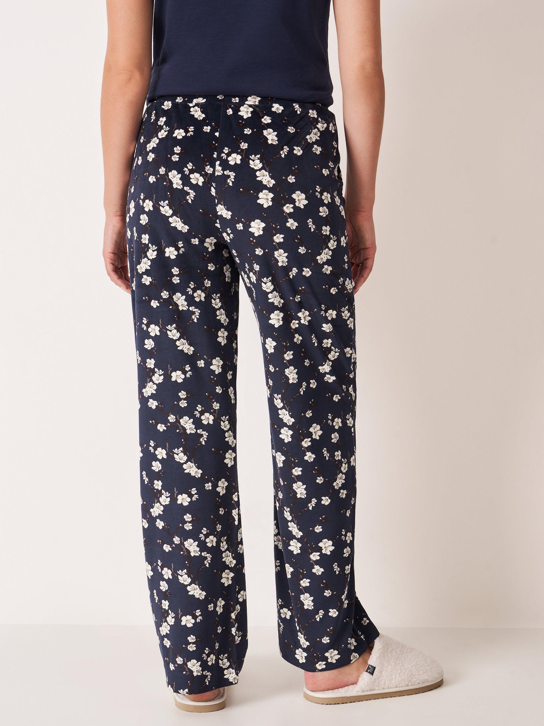 Product image 2 of 5, which shows Crew Clothing Floral Pyjama Bottoms, Navy Blue, L