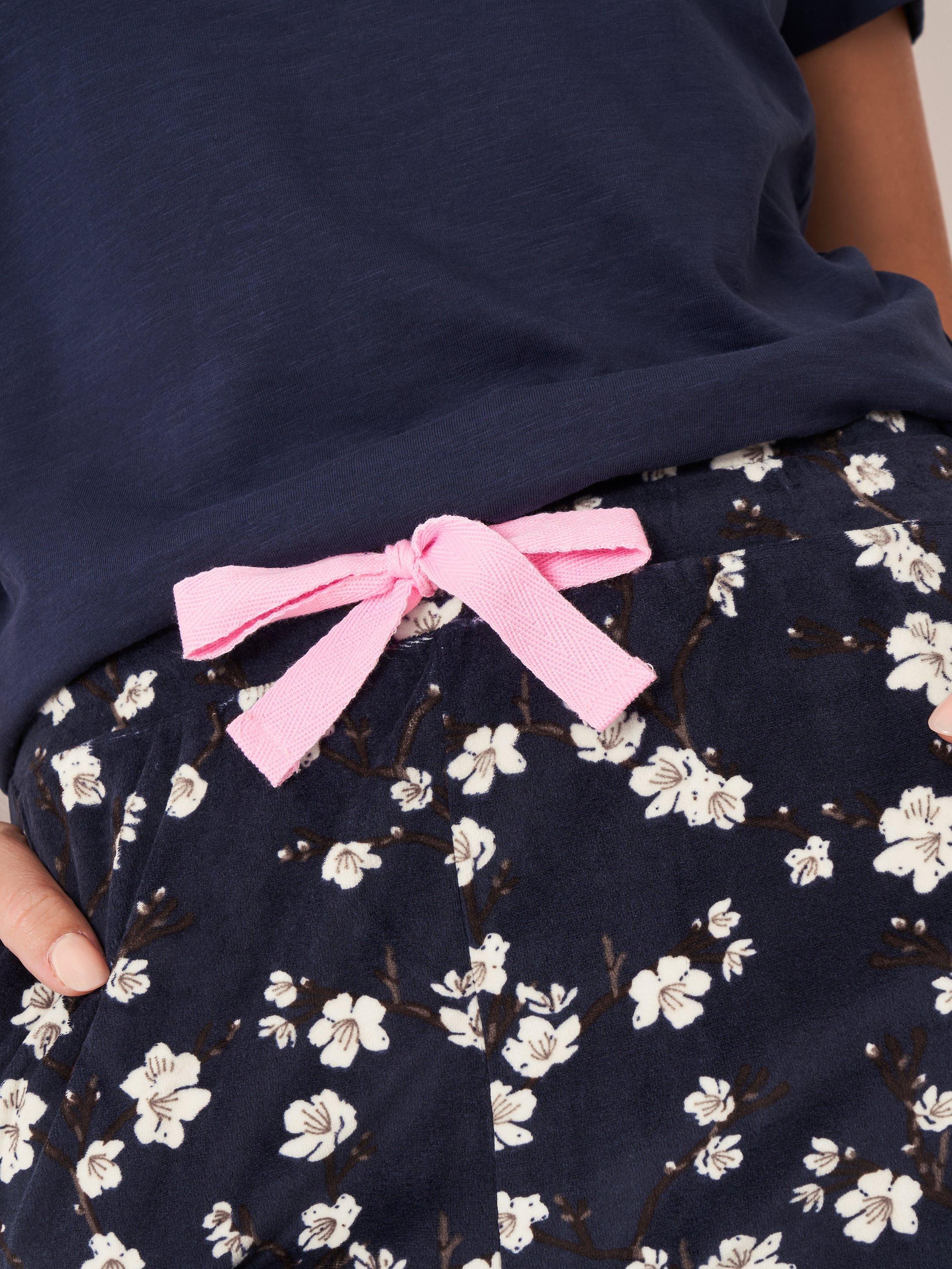 Product image 4 of 5, which shows Crew Clothing Floral Pyjama Bottoms, Navy Blue, L